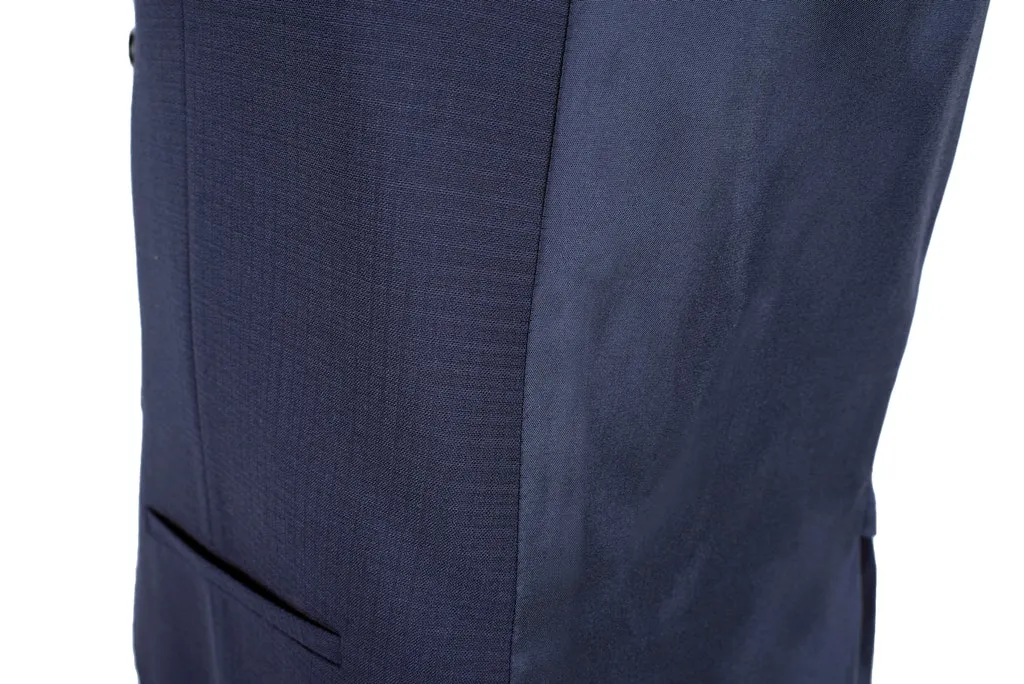Abito blu slim fit con gilet roy robson lana tessuto techno