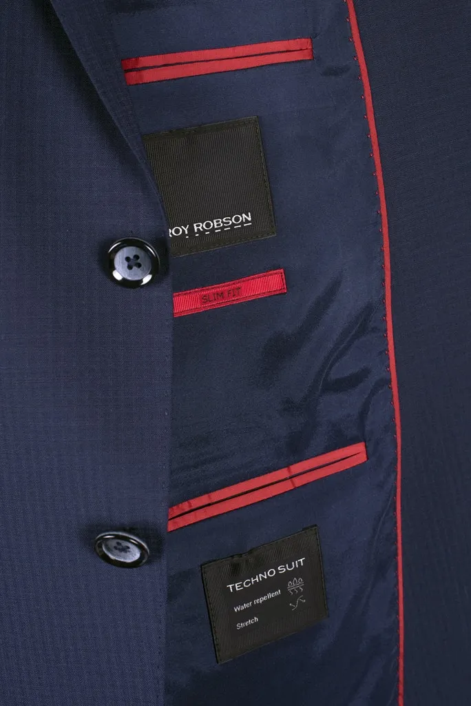 Abito blu slim fit con gilet roy robson lana tessuto techno
