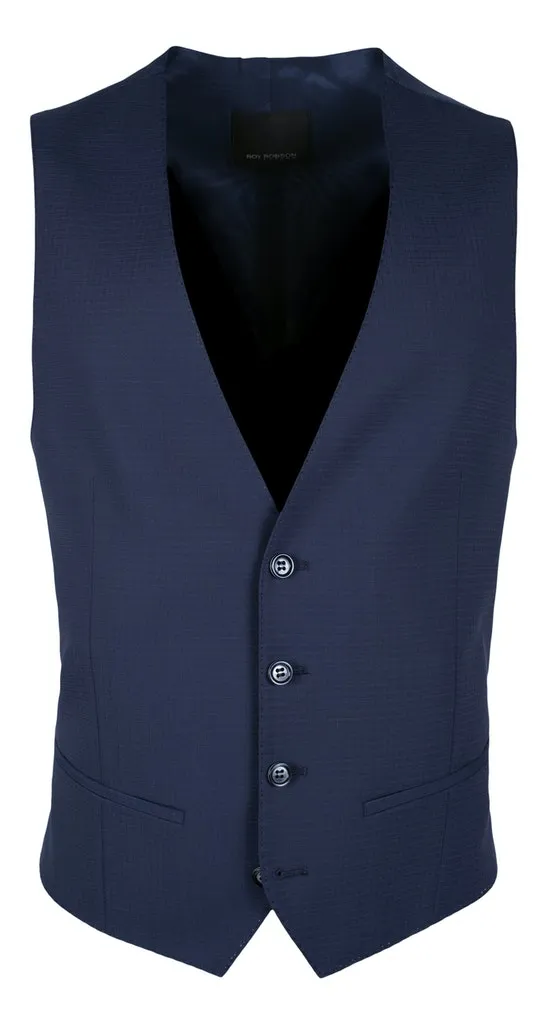 Abito blu slim fit con gilet roy robson lana tessuto techno