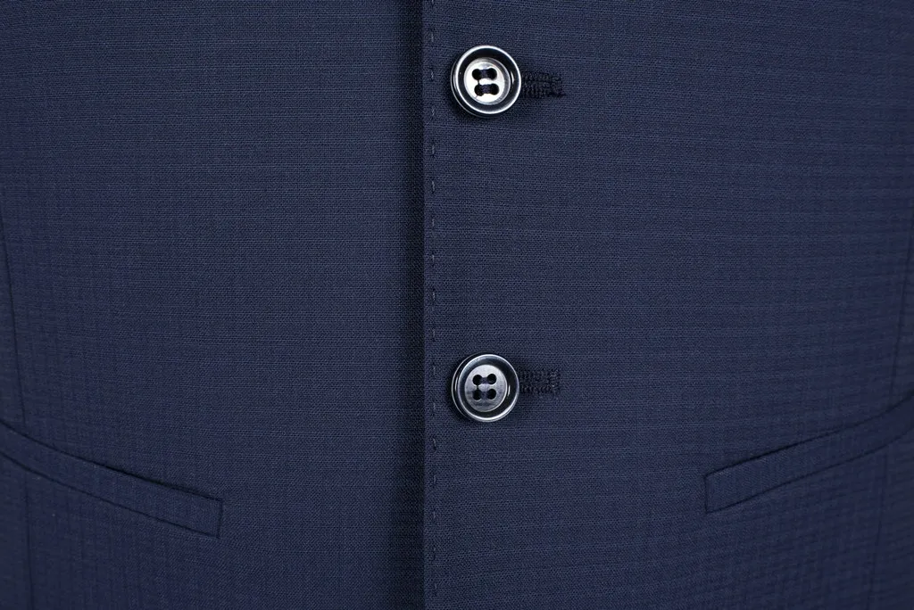 Abito blu slim fit con gilet roy robson lana tessuto techno