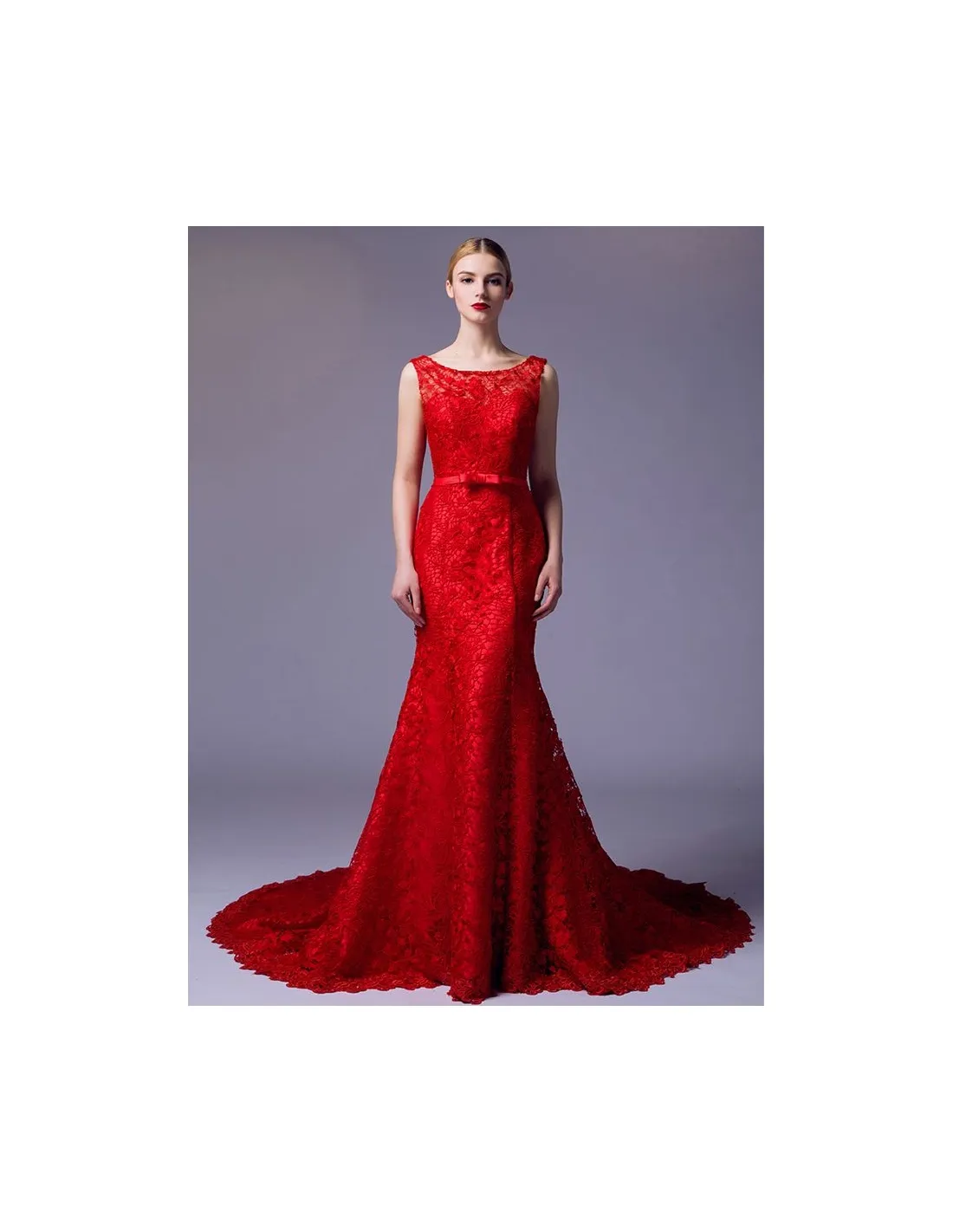 Abito da Sposa Rosso a sirena in pizzo macrame disponibile in tutti i colori