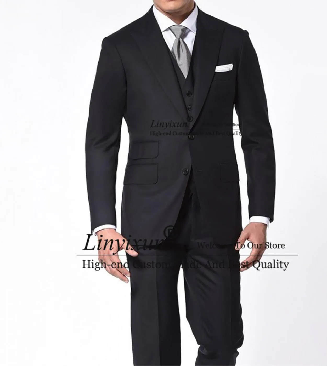 Abito da uomo classico nero con risvolto a lancia formale giacca da lavoro slim fit smoking da sposo Terno Masculino giacca in 3