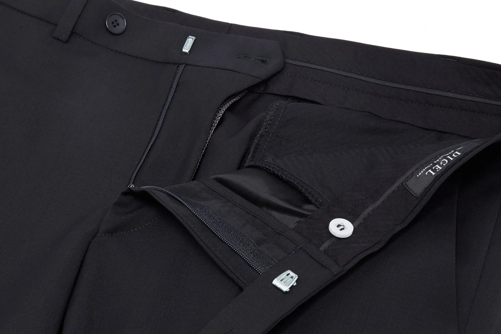 Abito diegl drop quattro corto nero in lana marzotto 100's