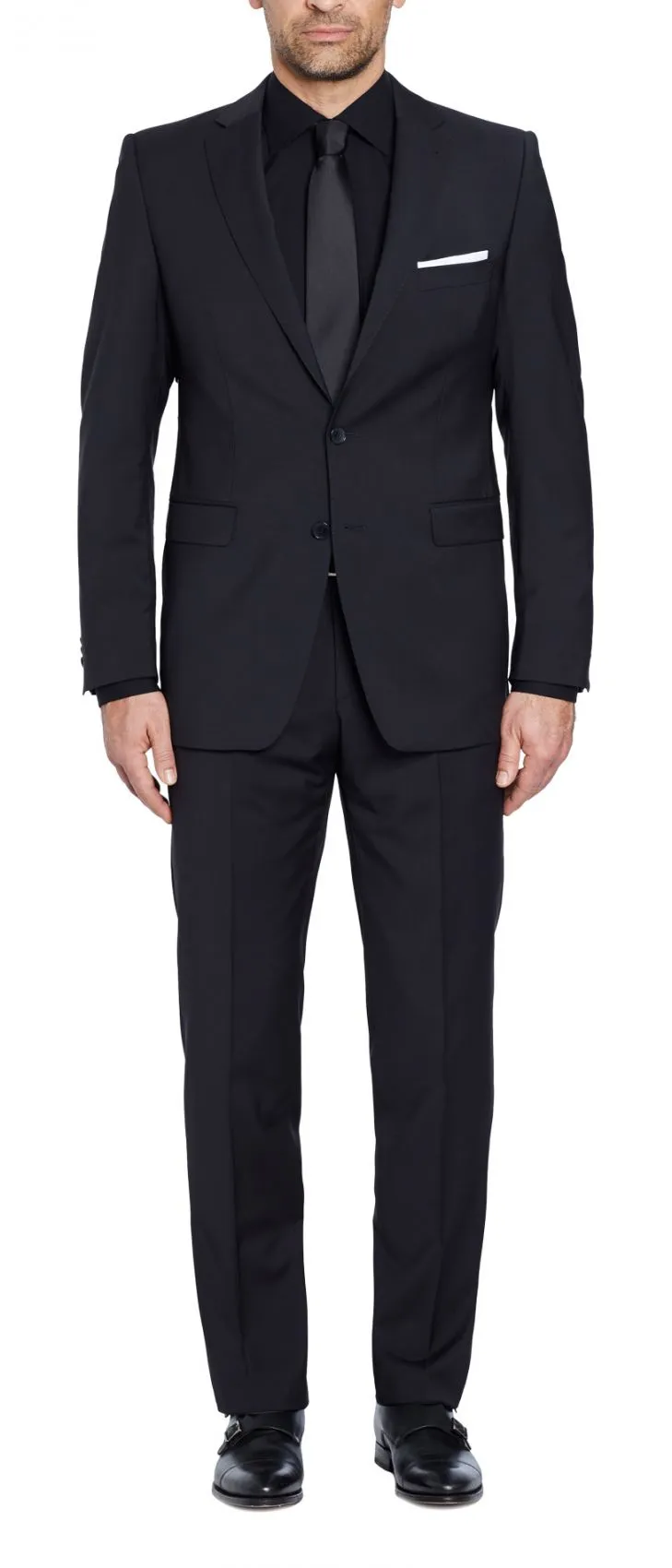 Abito diegl drop quattro corto nero in lana marzotto 100's