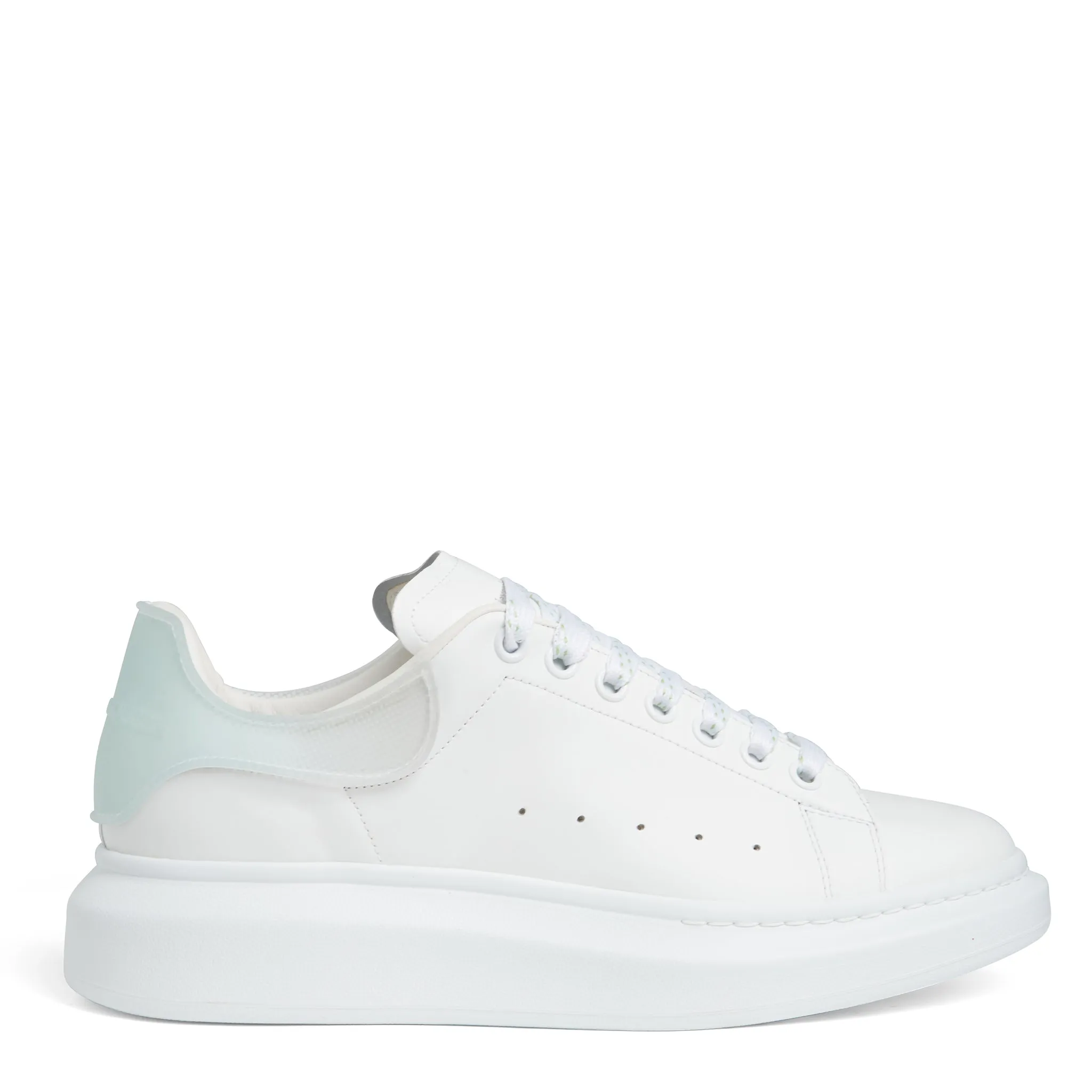 ALEXANDER MCQUEEN  Sneakers oversize in pelle bianca e azzurra