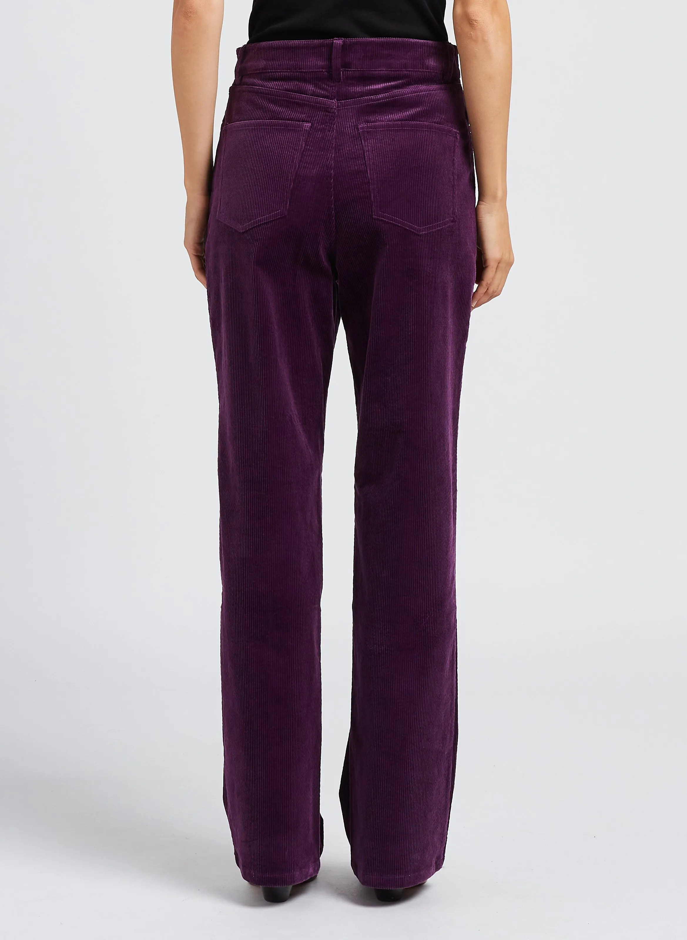  ANTIK BATIK   TILDA - Pantaloni dritti a vita alta in misto cotone | Viola
