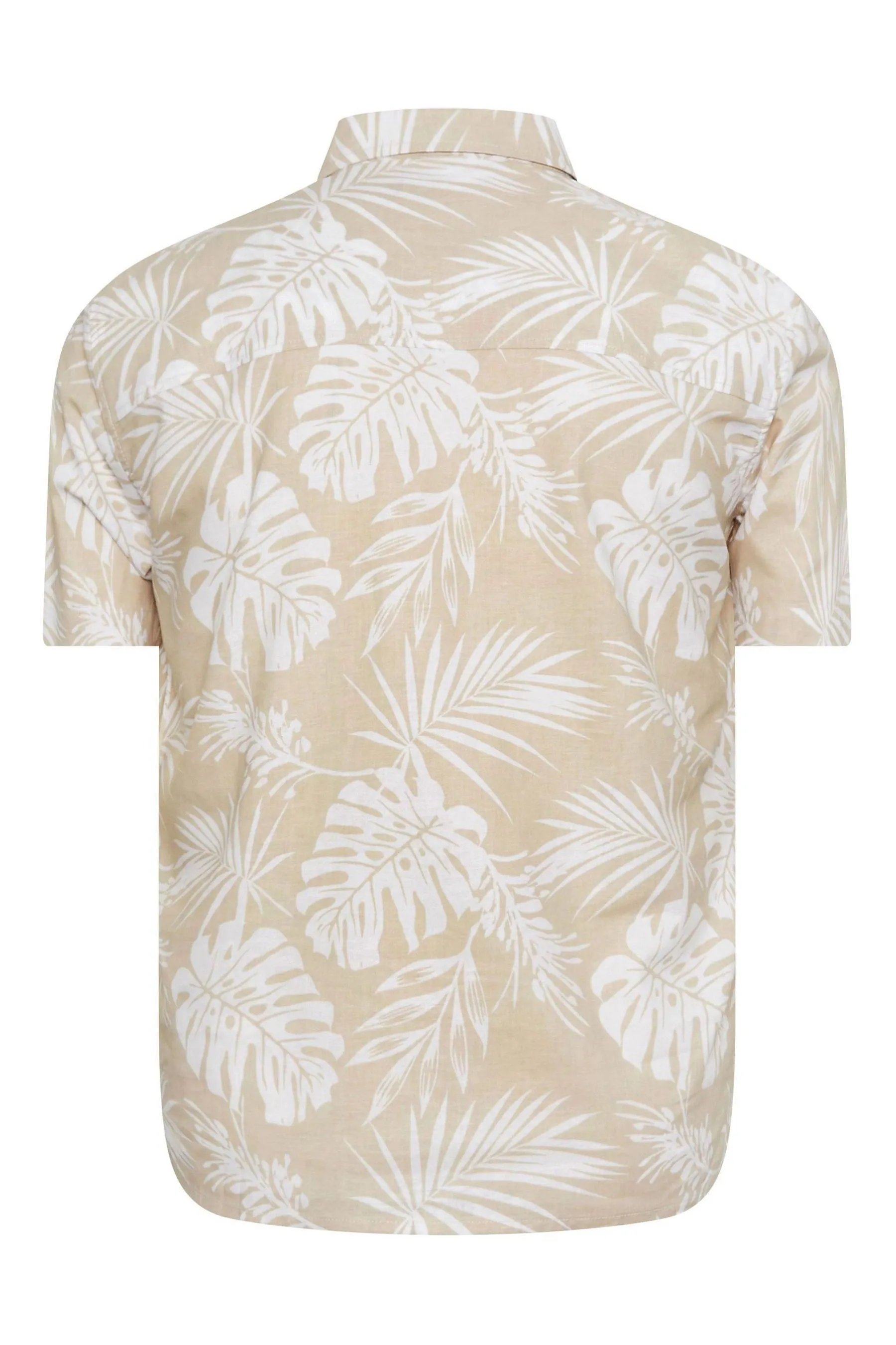 BadRhino Big & Tall BadRhino - Camicia in Marrone pregiato in lino con Stampa Manica corta tropicale    