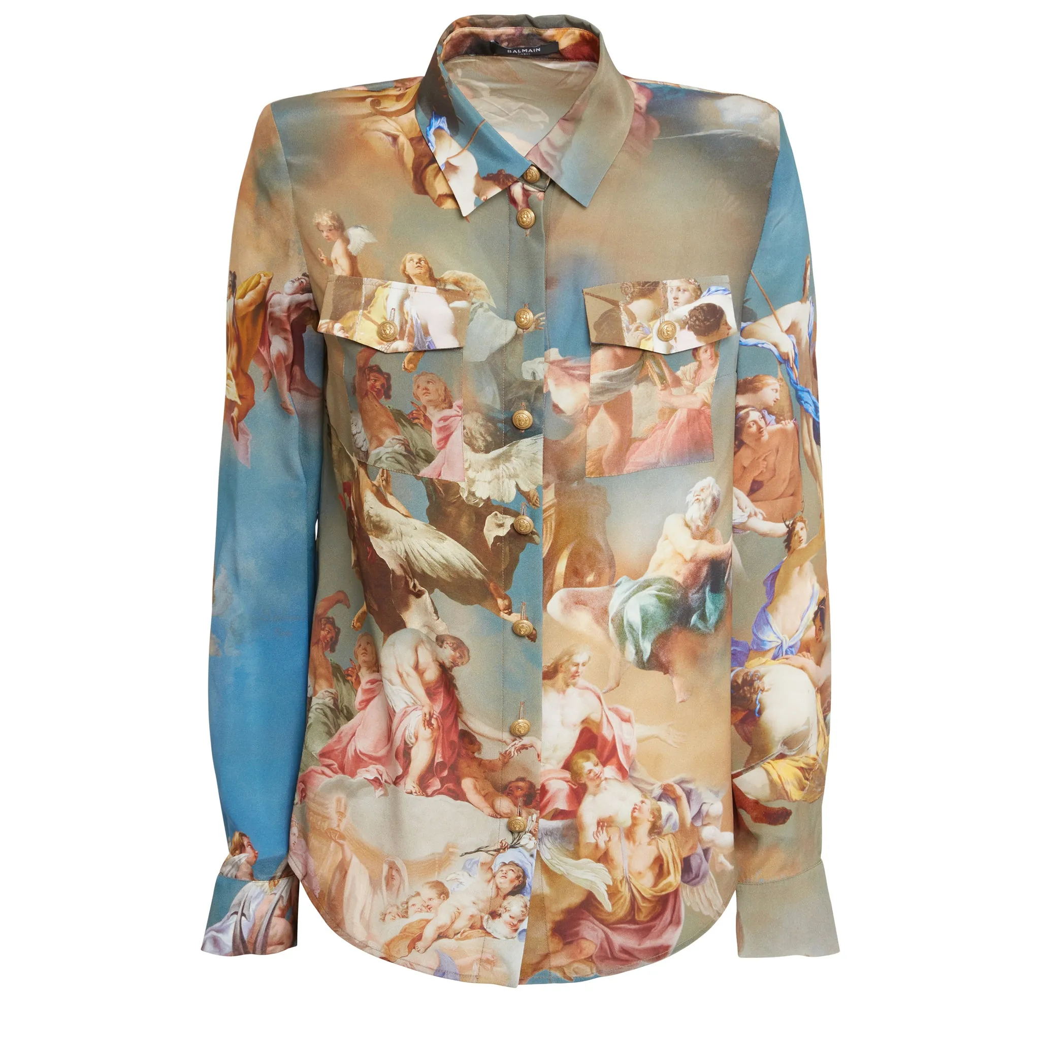 BALMAIN  Camicia in seta multicolor