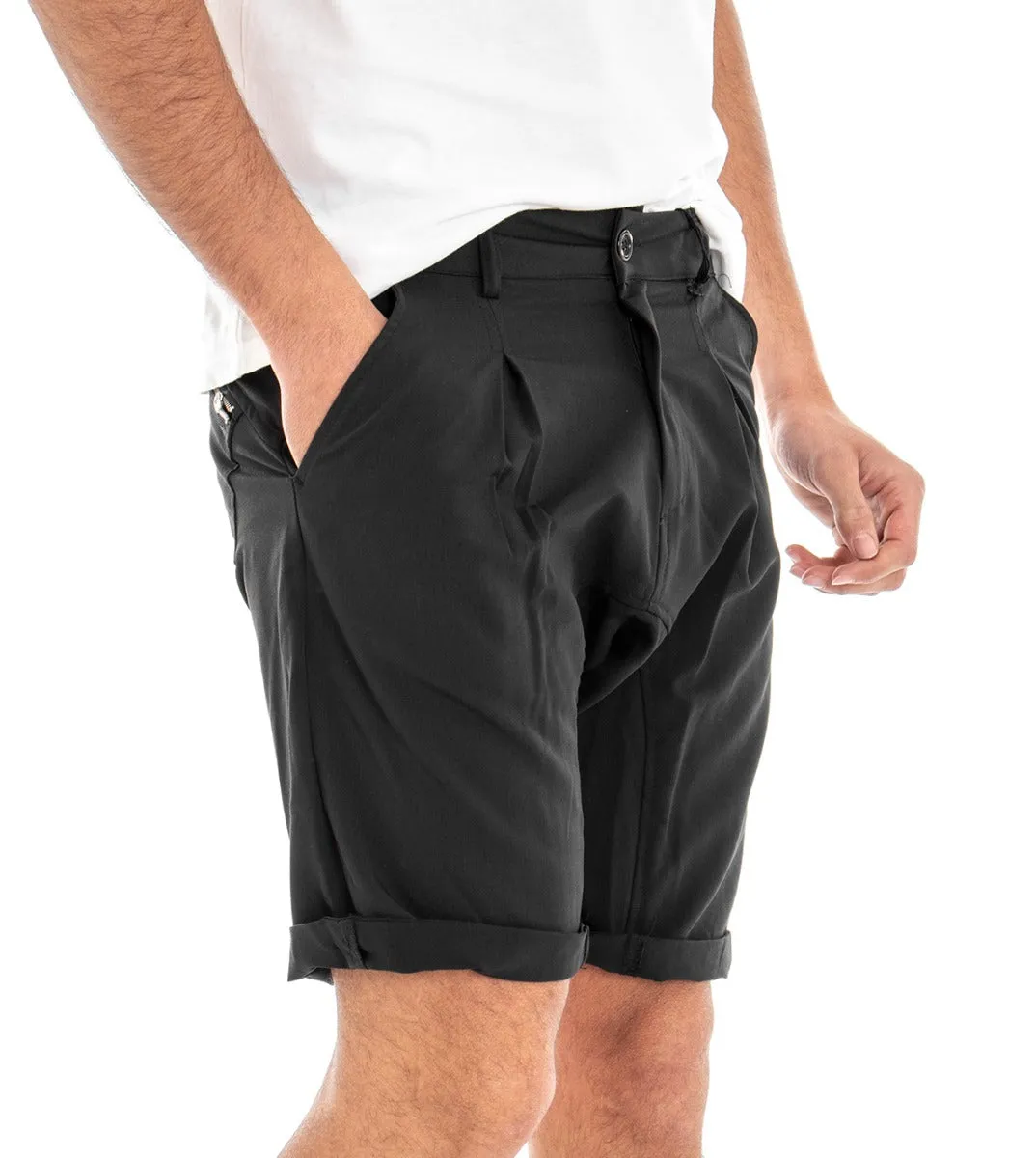 Bermuda Pantaloncino Uomo Corto Tasca America Nero Pence Cavallo Basso GIOSAL-PC1299A