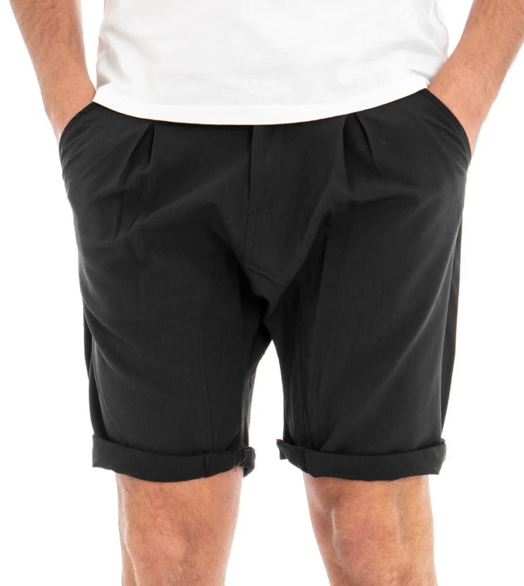 Bermuda Pantaloncino Uomo Corto Tasca America Nero Pence Cavallo Basso GIOSAL-PC1299A