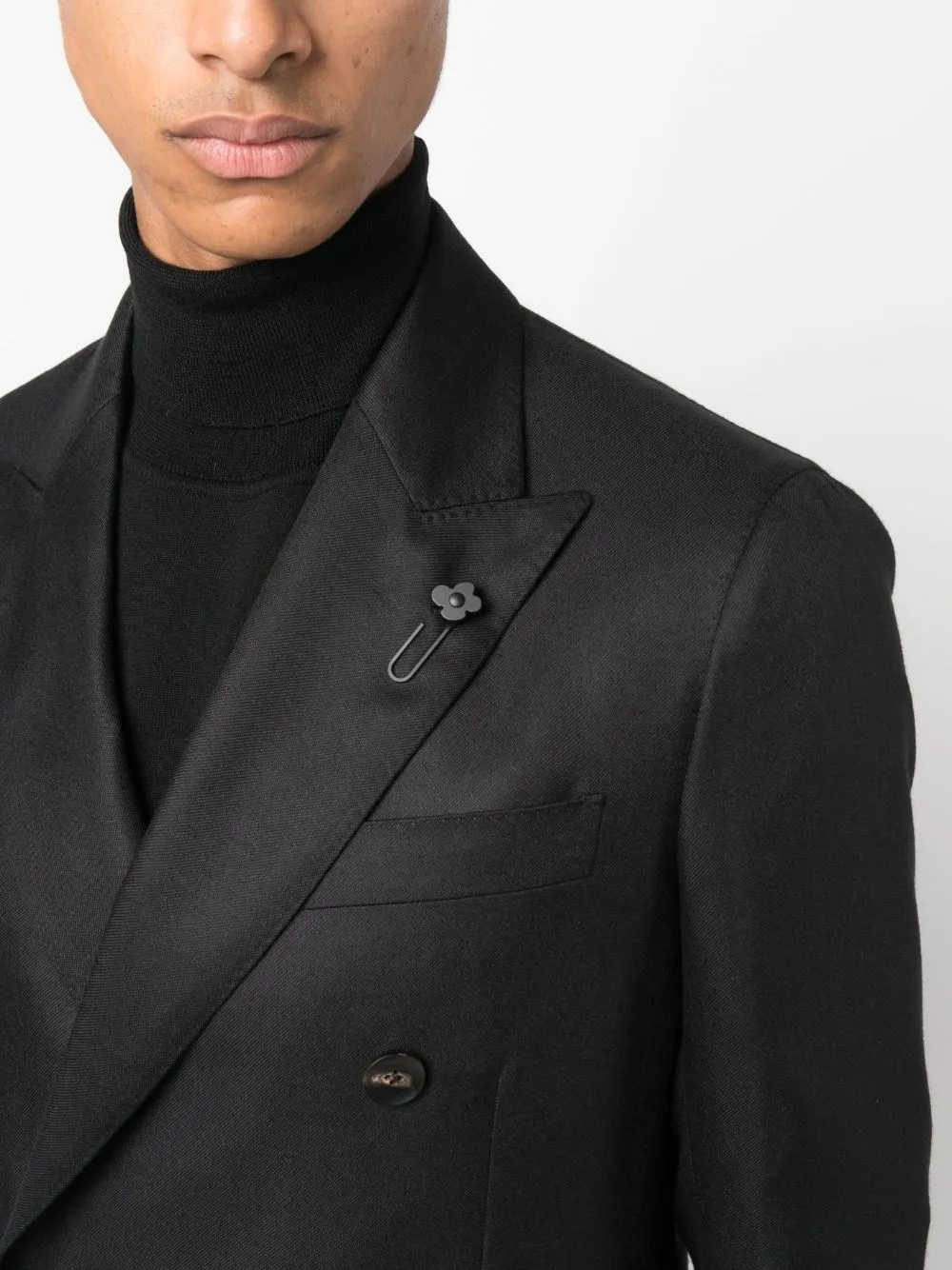 Blazer doppiopetto misto cashmere nero