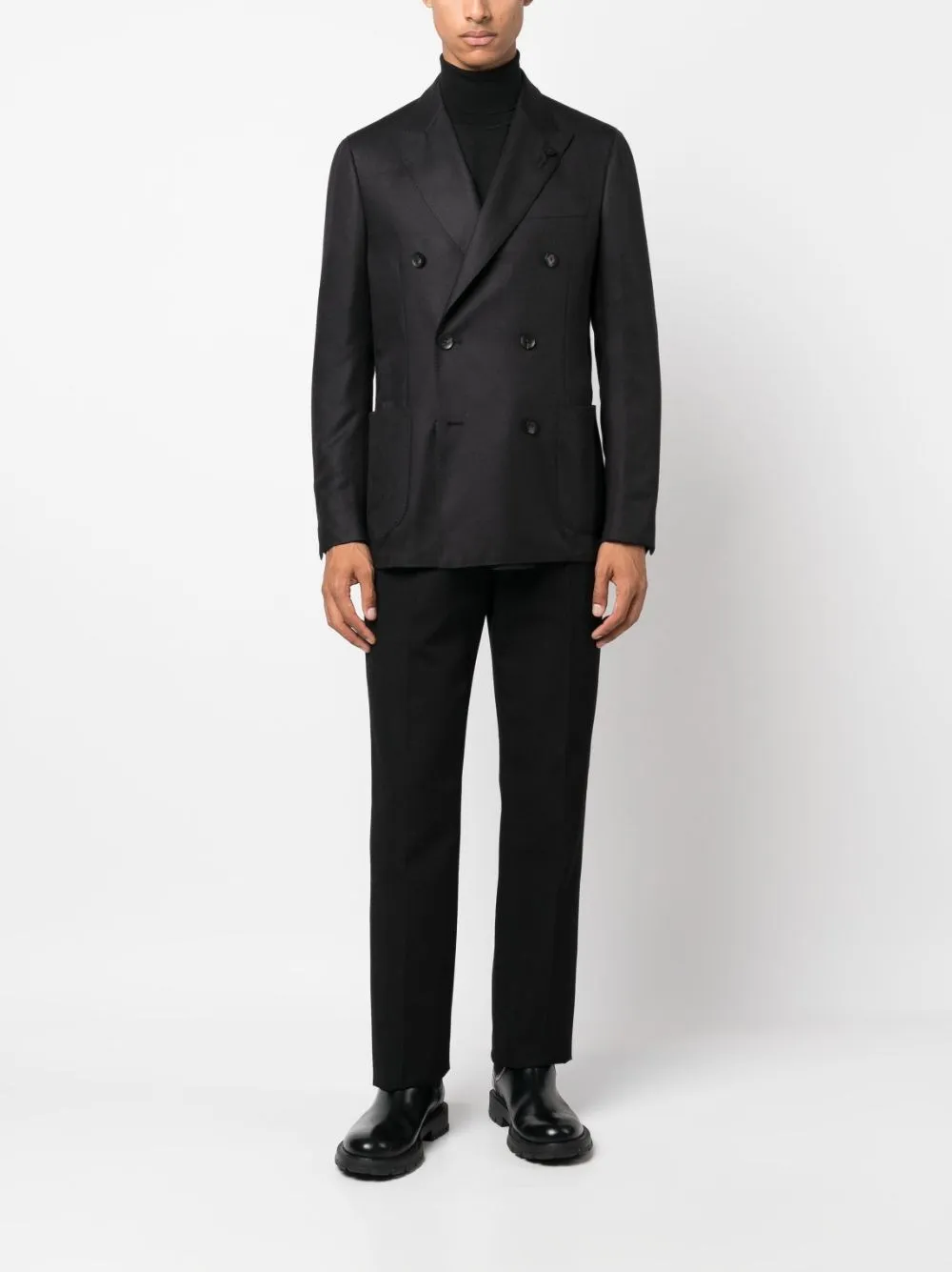 Blazer doppiopetto misto cashmere nero
