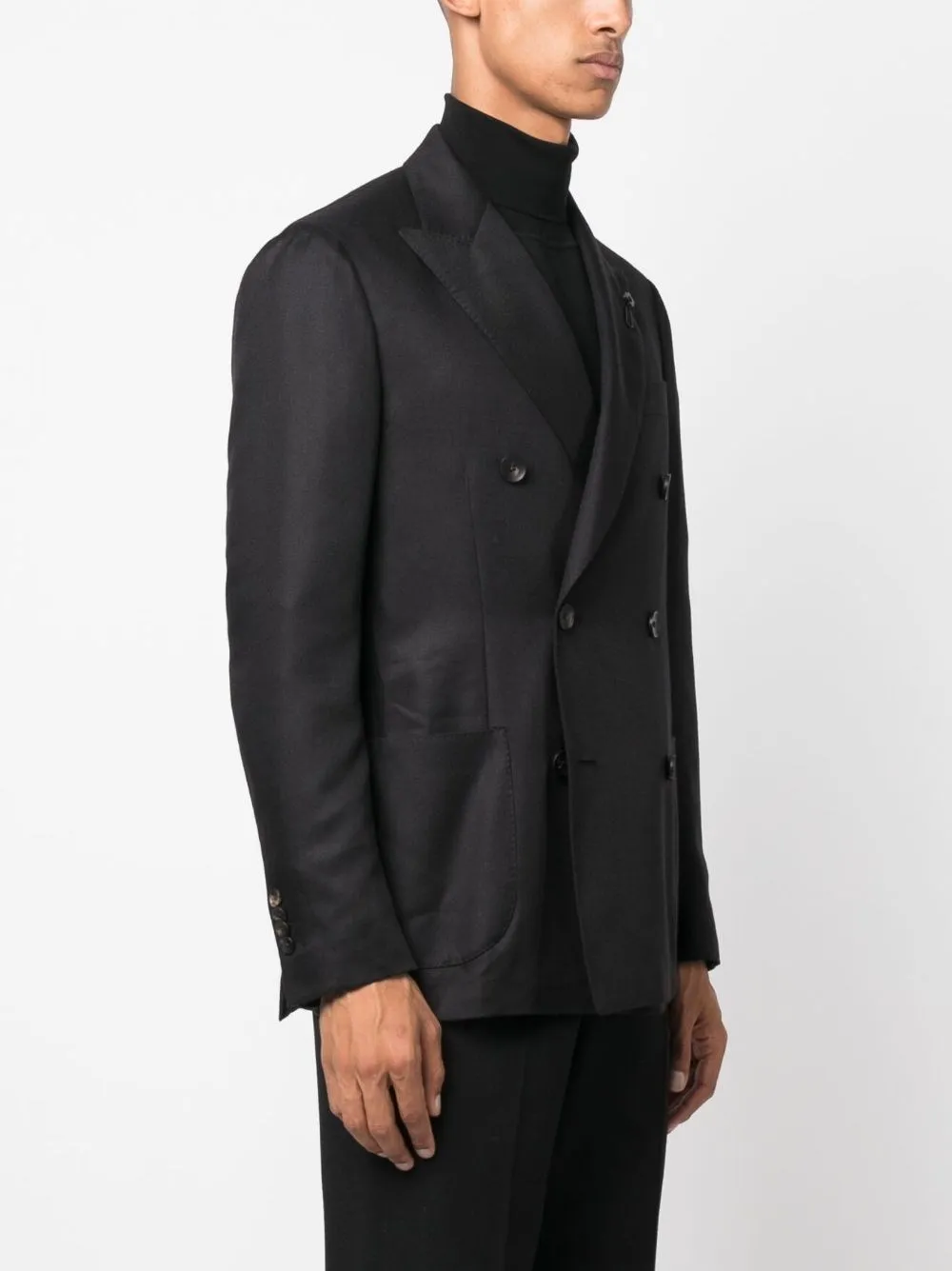 Blazer doppiopetto misto cashmere nero
