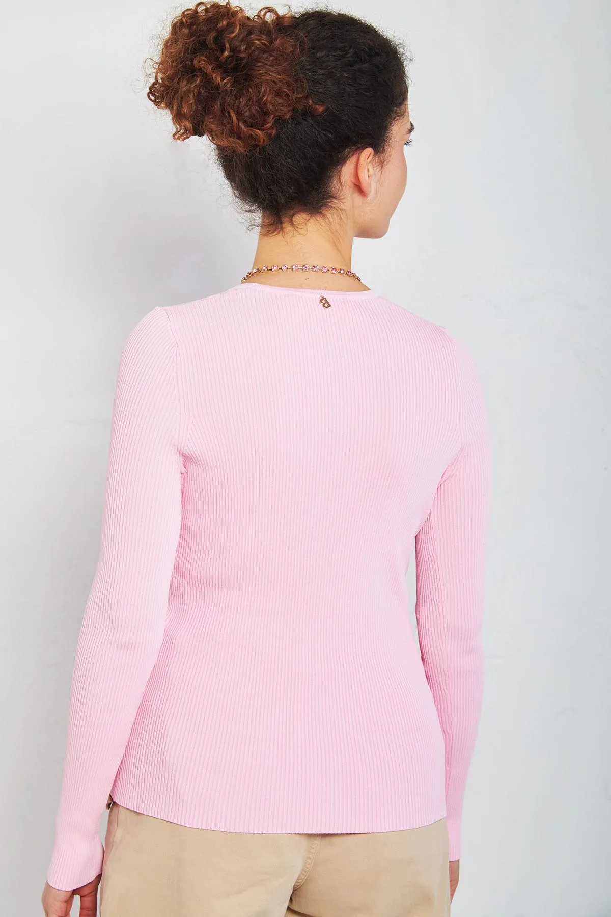 BLUGIRL Cardigan a costine con accessorio di strass