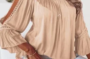 Blusa con ritagli sulle maniche, albicocca
