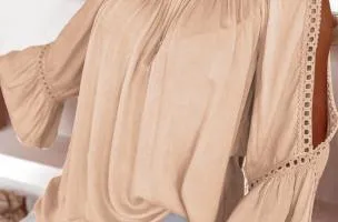 Blusa con ritagli sulle maniche, albicocca