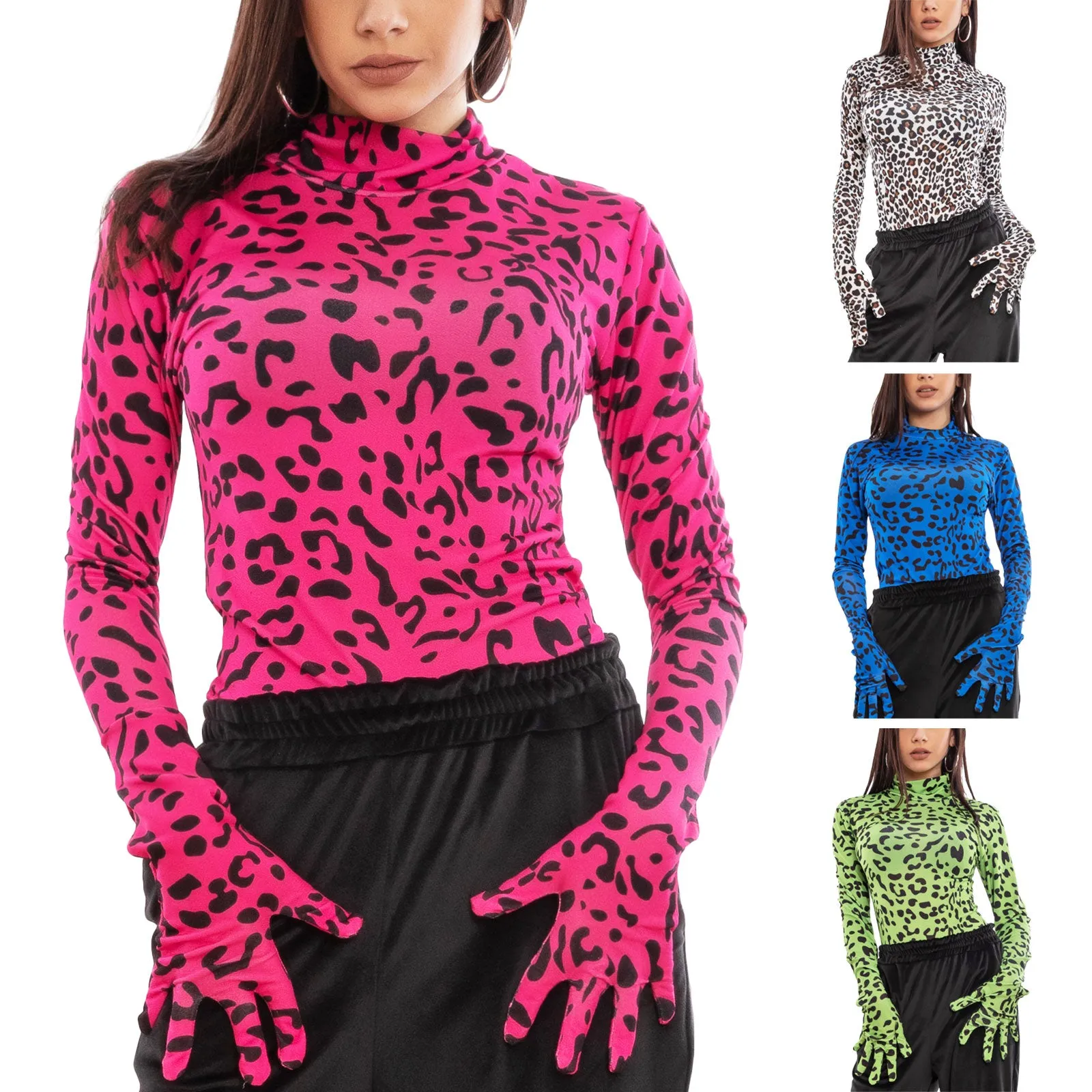Body Donna Lupetto Leopardato Guanti Fi-4311