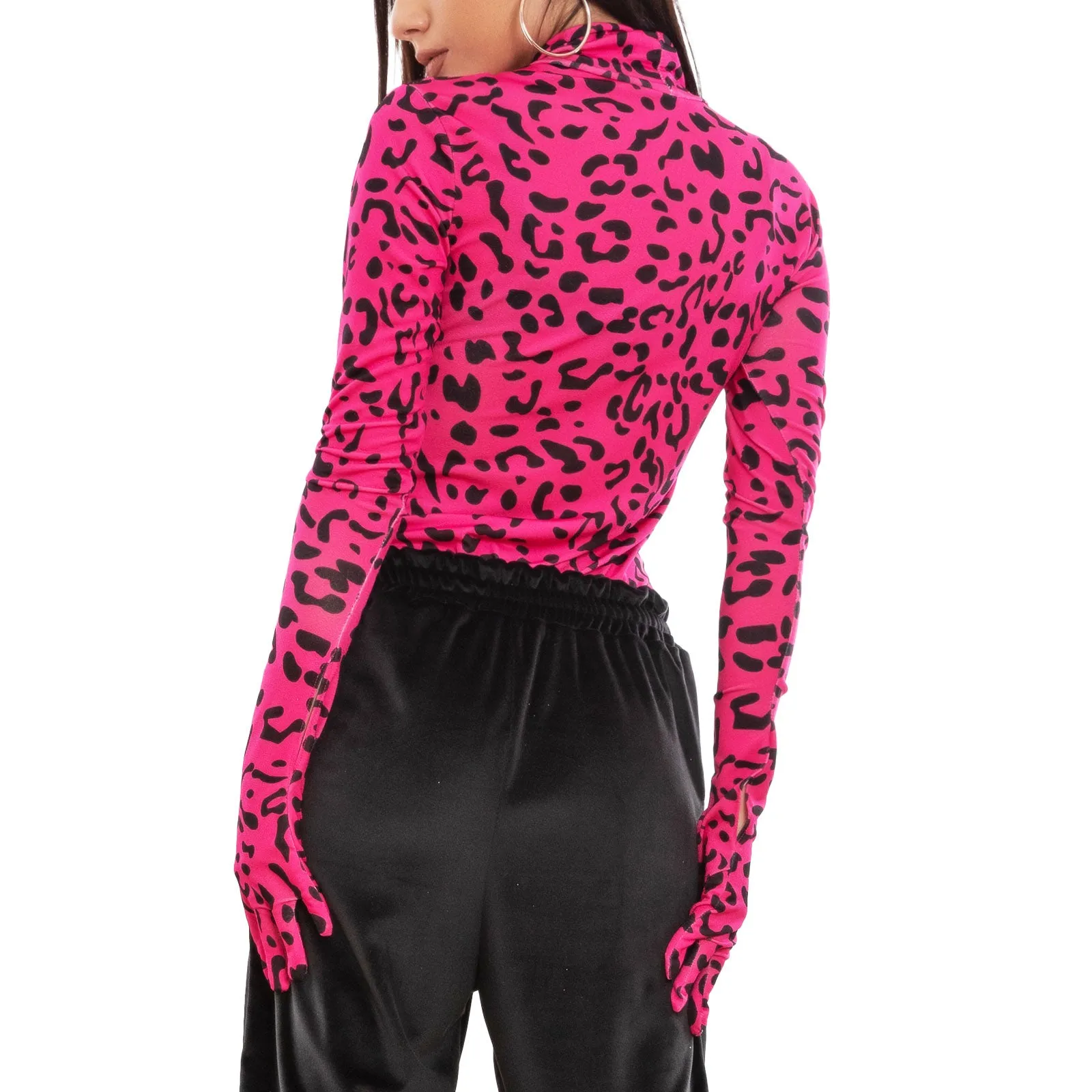 Body Donna Lupetto Leopardato Guanti Fi-4311