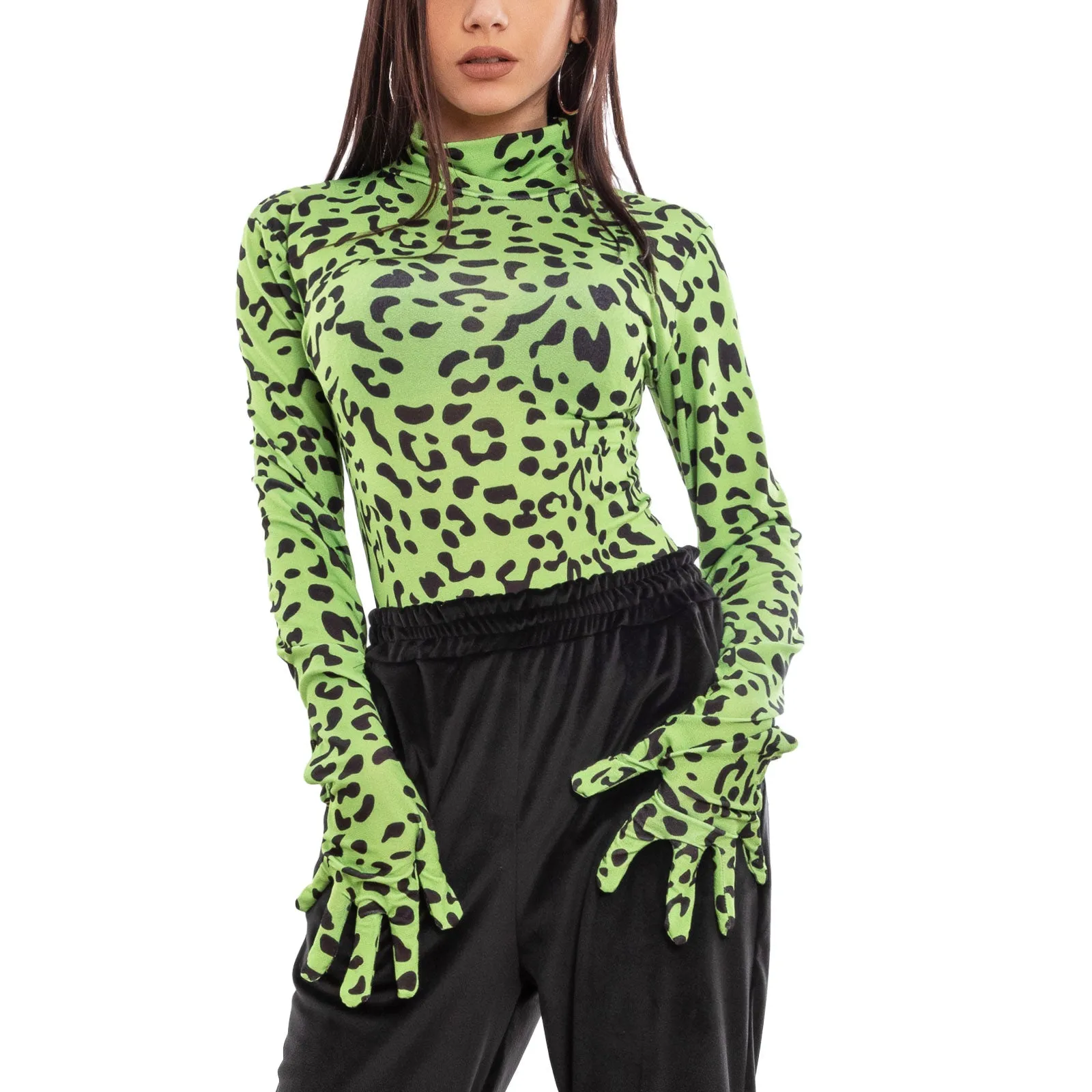 Body Donna Lupetto Leopardato Guanti Fi-4311