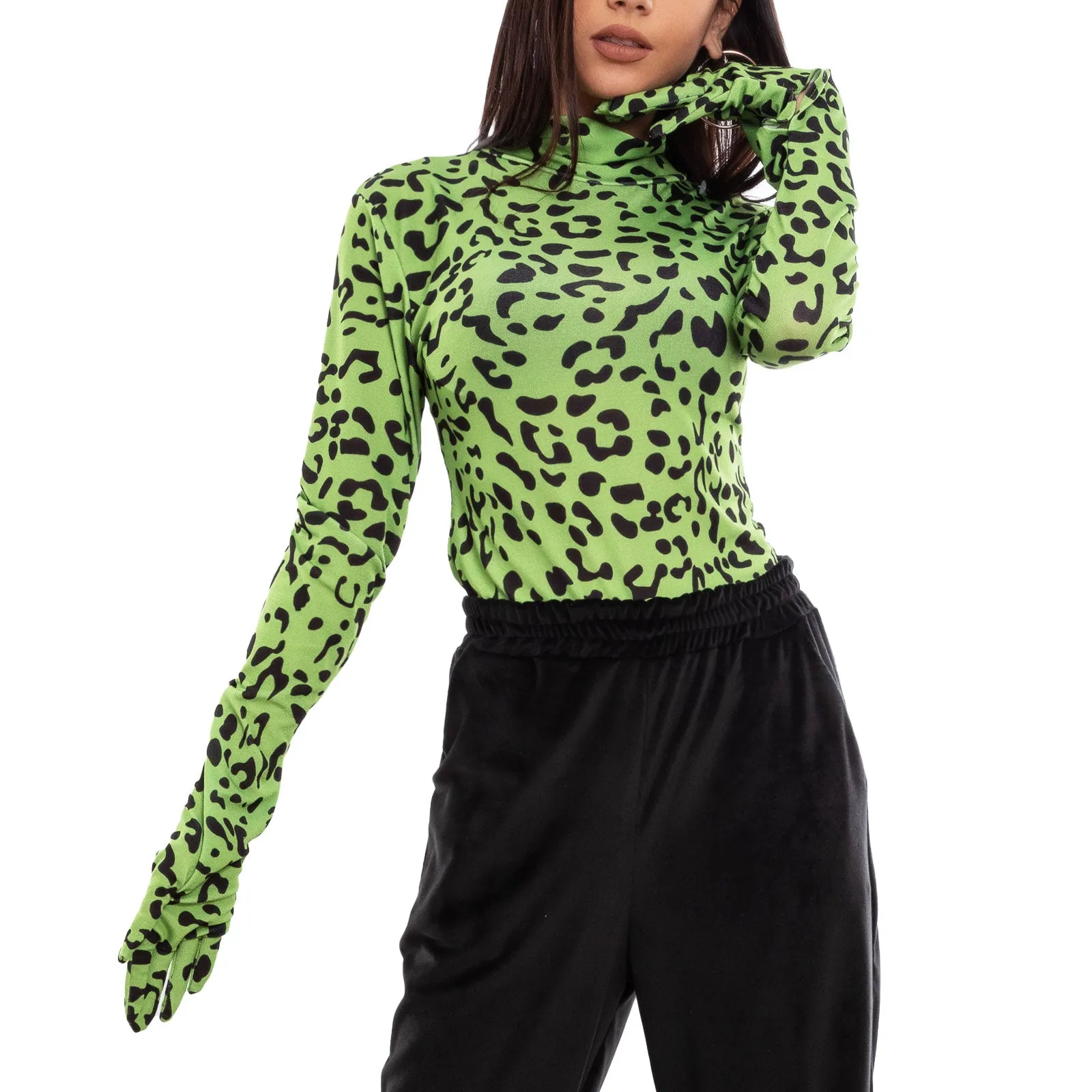 Body Donna Lupetto Leopardato Guanti Fi-4311