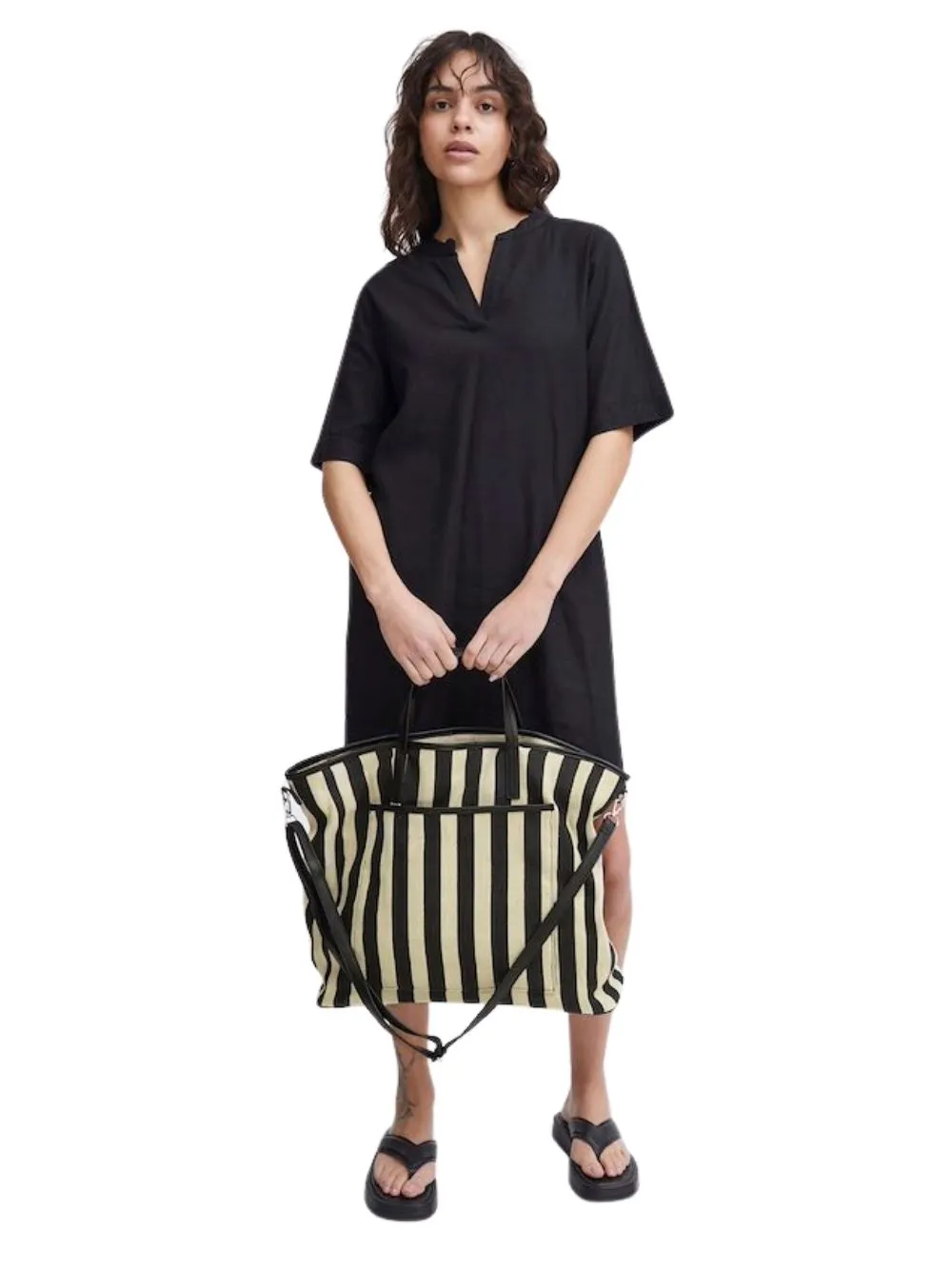 Borsa Donna Ianurra a righe Bianco e Nero