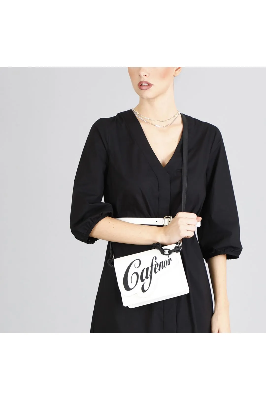 borsa piccola con tracolla in colore a contrasto multi bianco