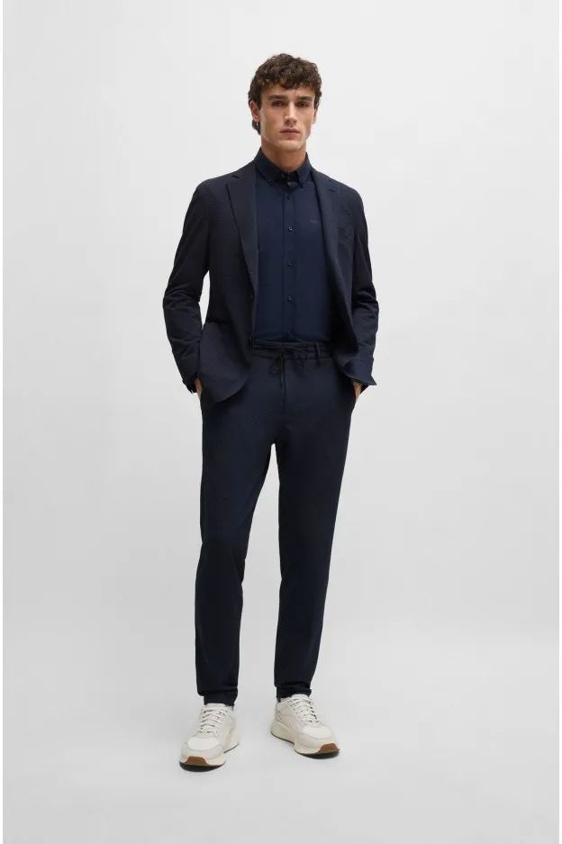 Boss - Hugo Boss Boss - Hugo Boss pantaloni slim fit in seersucker elasticizzato ad alte prestazioni