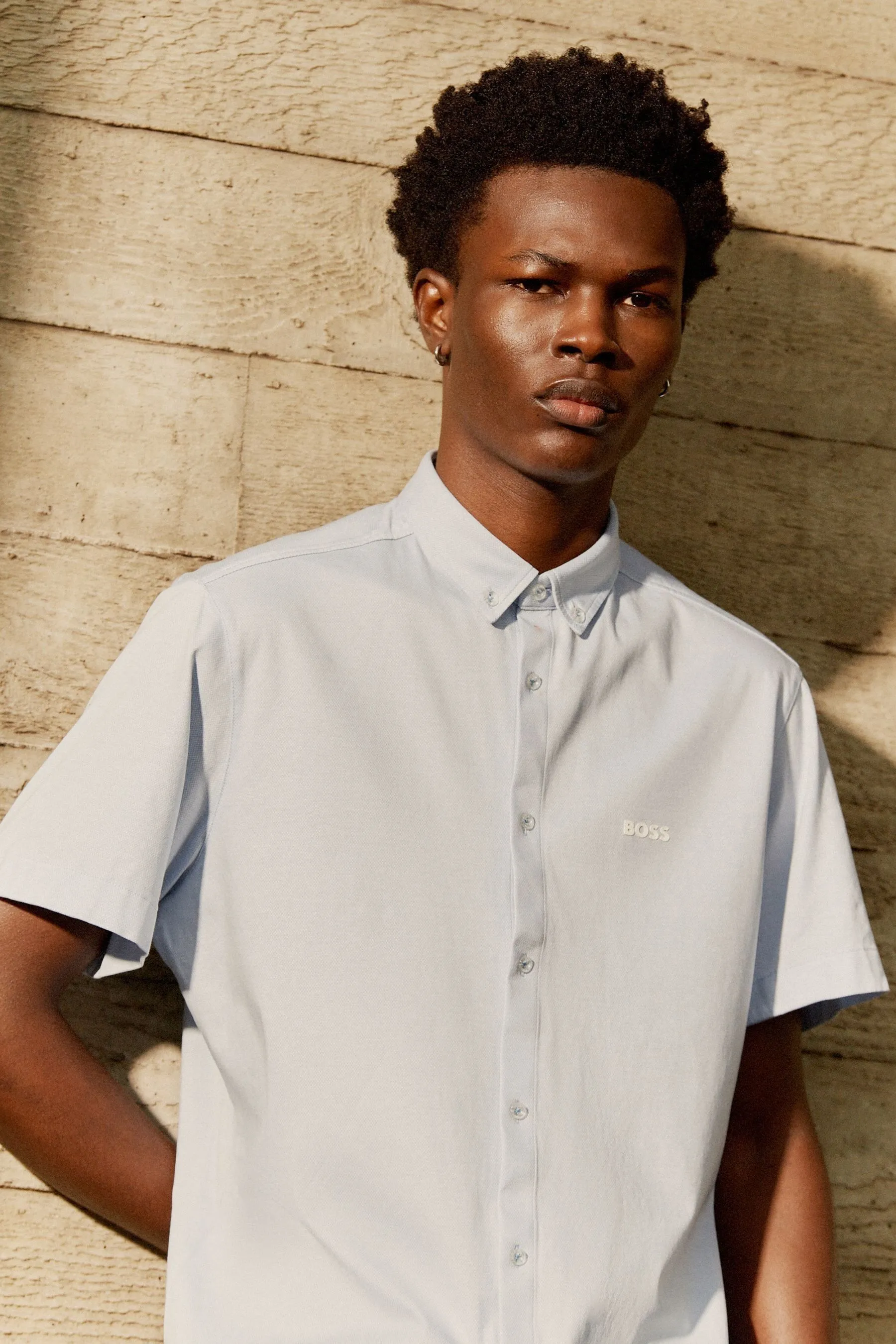 BOSS regular  - Fit Camicia Maniche corte in piquet di cotone    