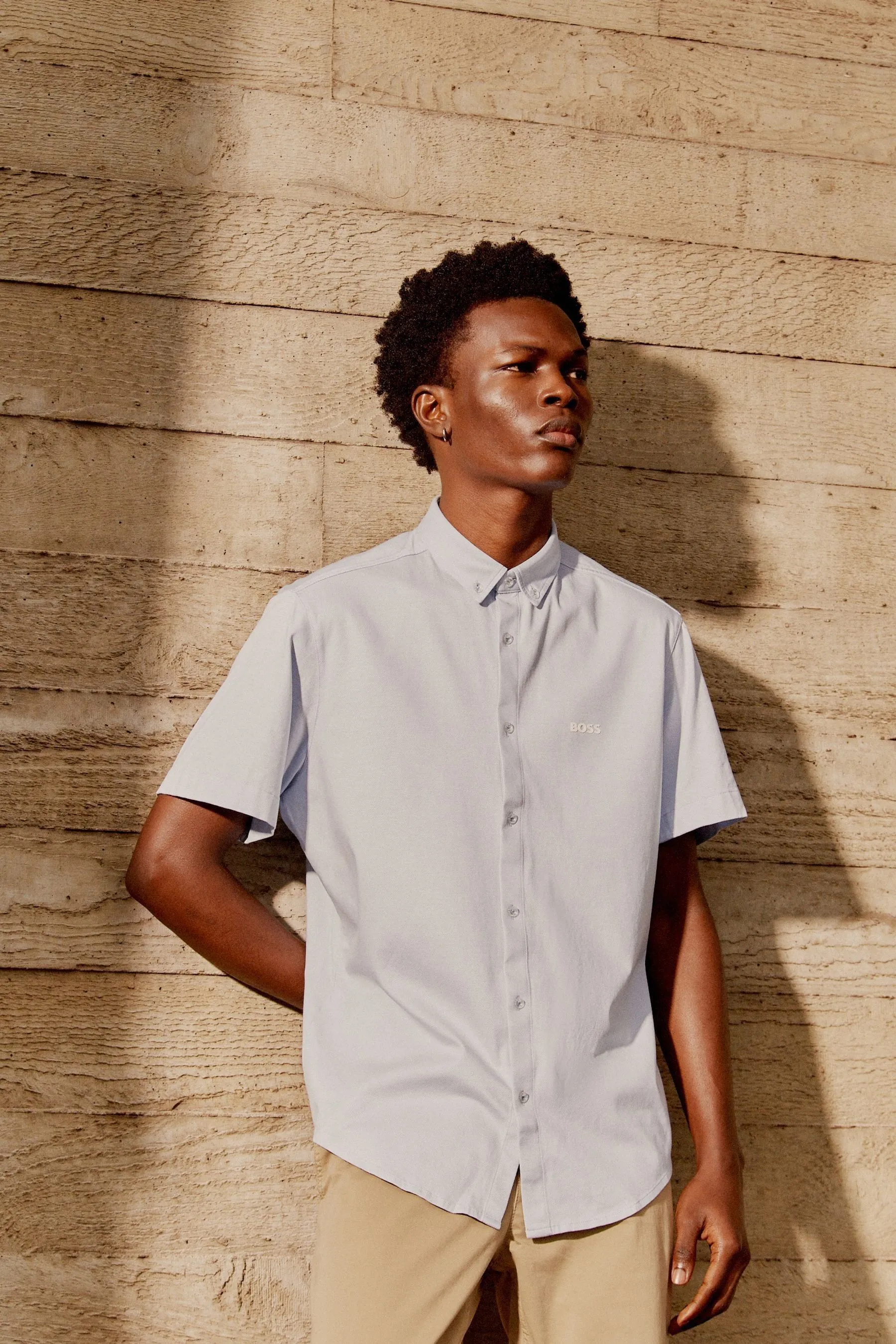 BOSS regular  - Fit Camicia Maniche corte in piquet di cotone    