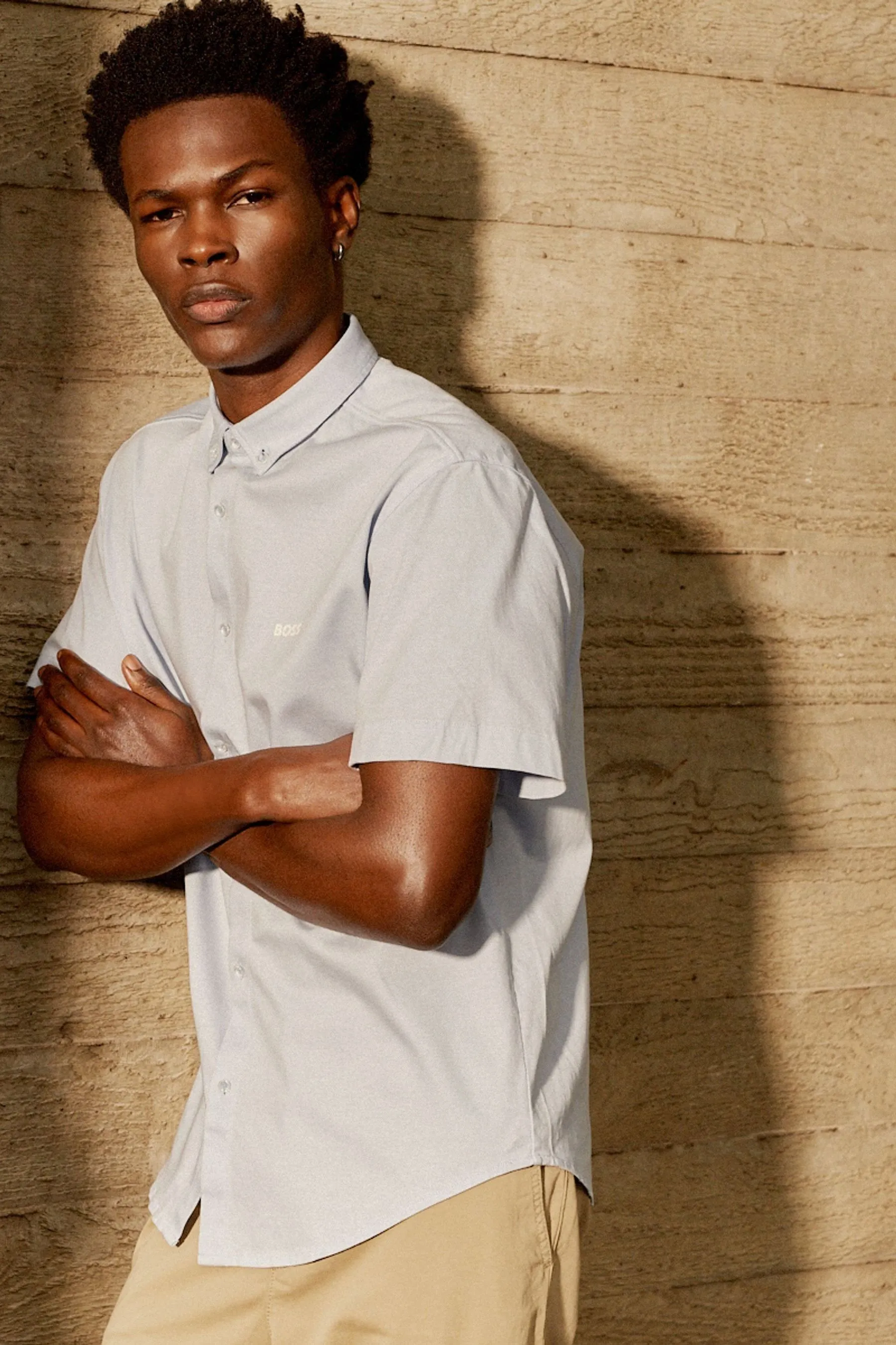 BOSS regular  - Fit Camicia Maniche corte in piquet di cotone    