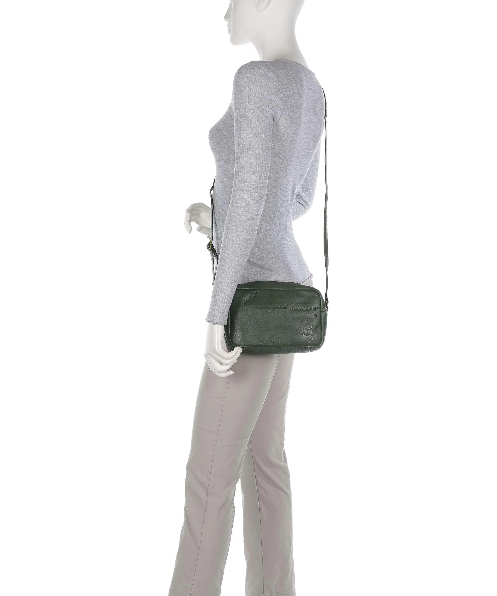  Burkely Natural Norah Borsa a tracolla pelle di vacchetta grana verde scuro  