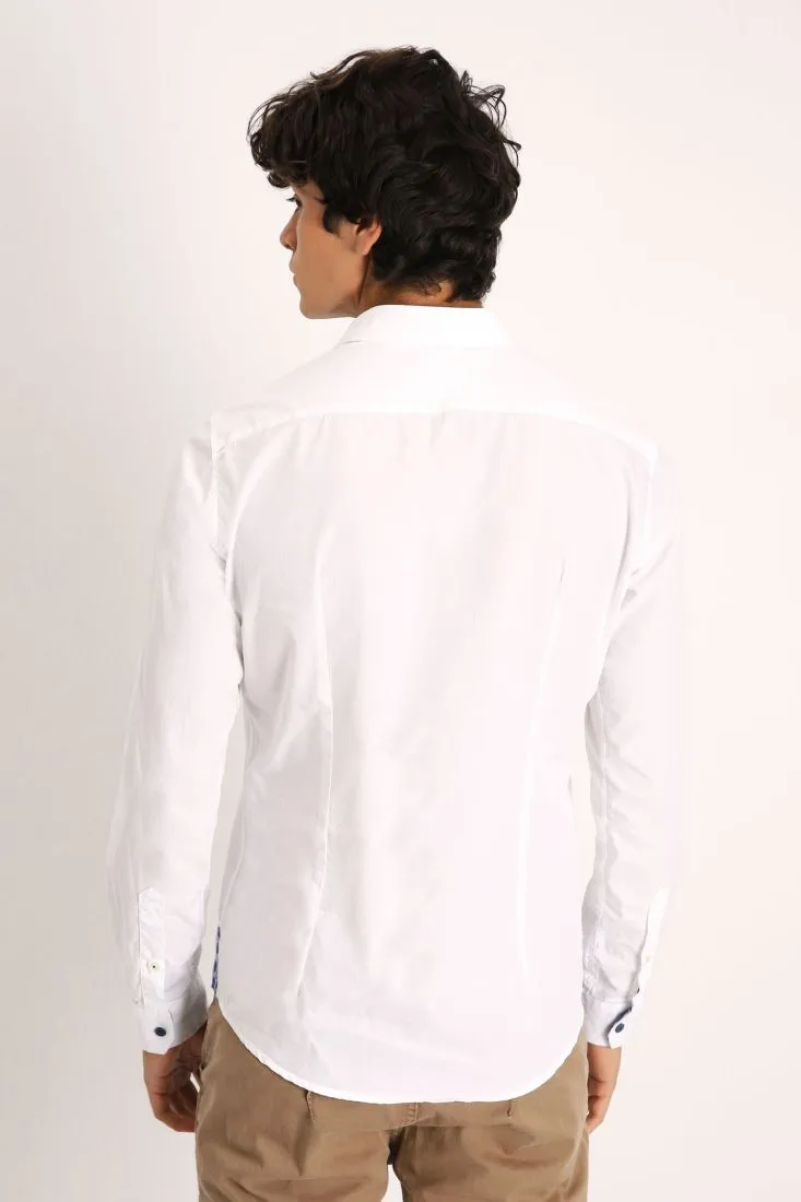 Camicia classica in cotone con taschino a filetto