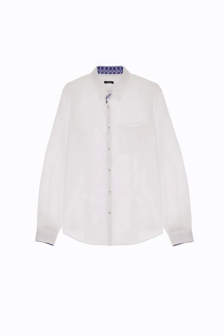 Camicia classica in cotone con taschino a filetto