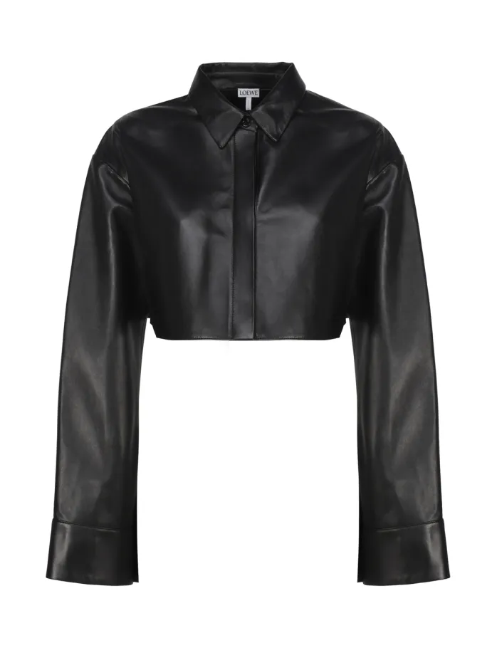 CAMICIA CROP TOP IN PELLE