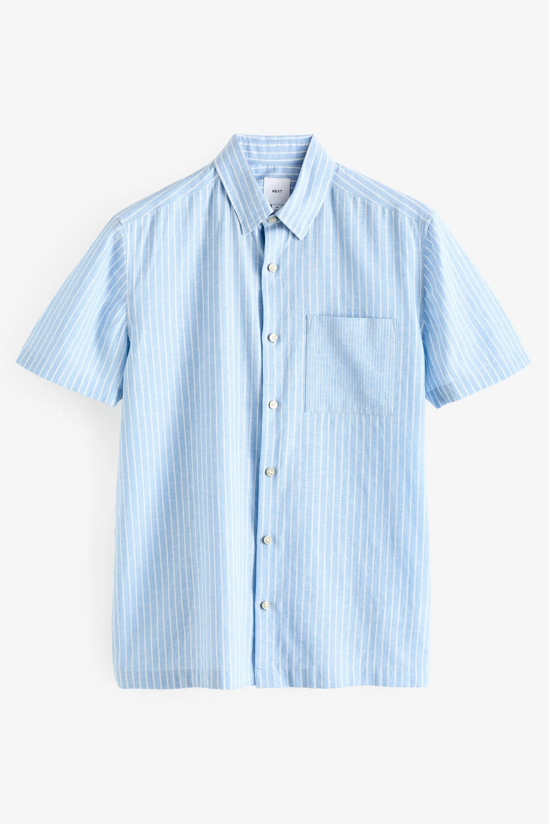 Camicia in Blend A righe Manica corta lino    