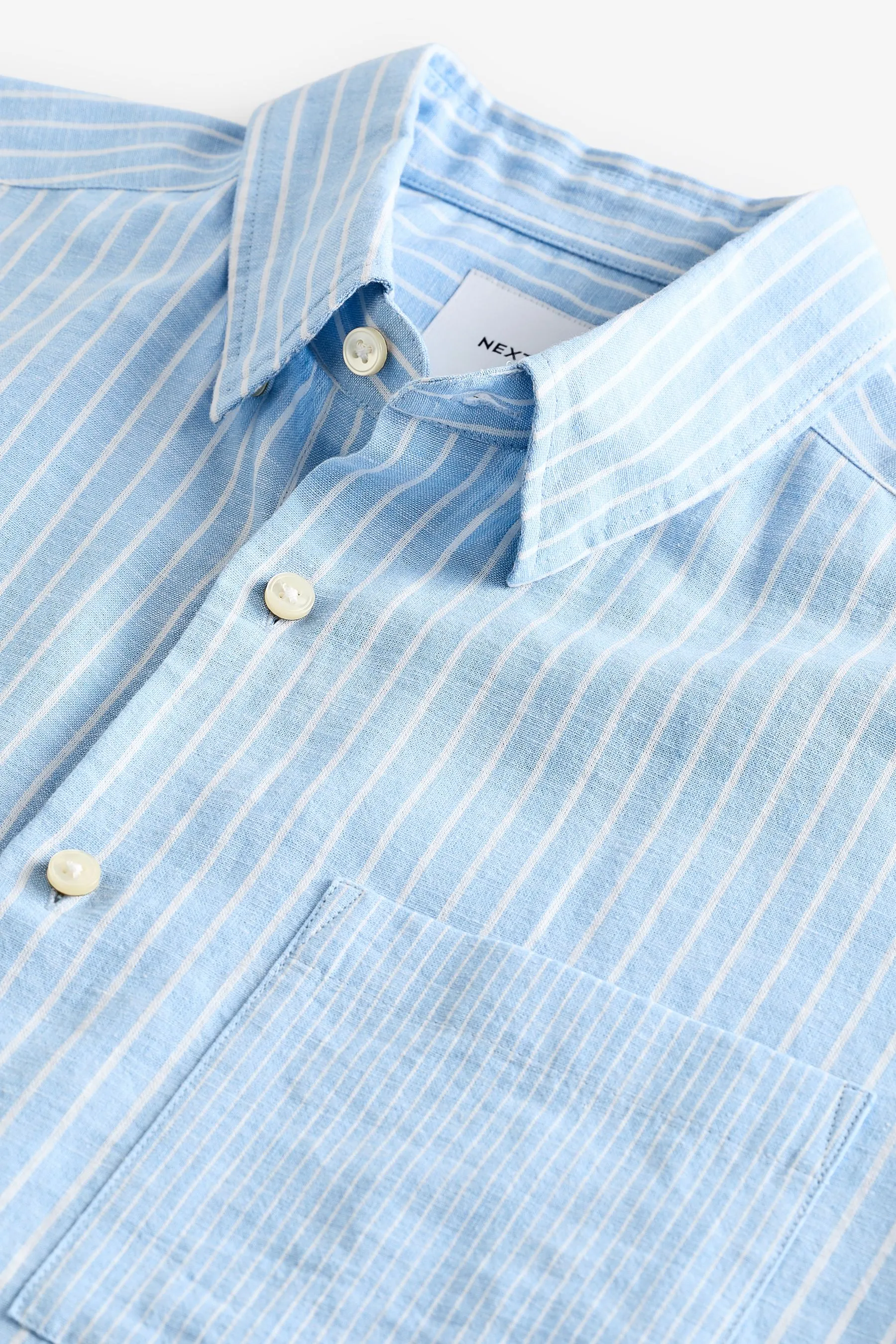 Camicia in Blend A righe Manica corta lino    