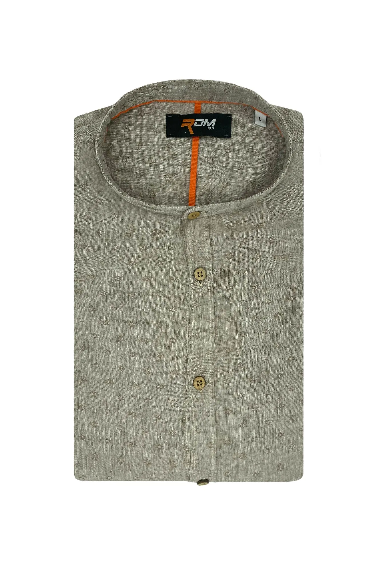 Camicia in misto lino con tessuto effetto ricamo