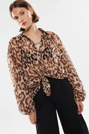 Camicia oversize fantasia animalier effetto trasparenza