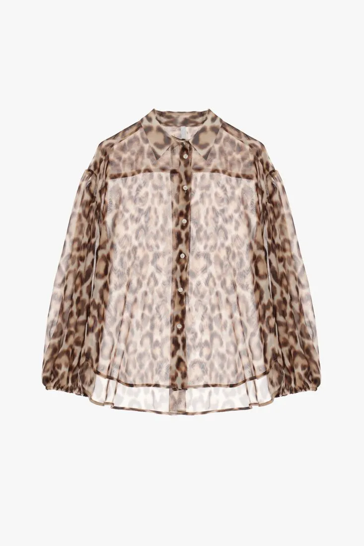 Camicia oversize fantasia animalier effetto trasparenza