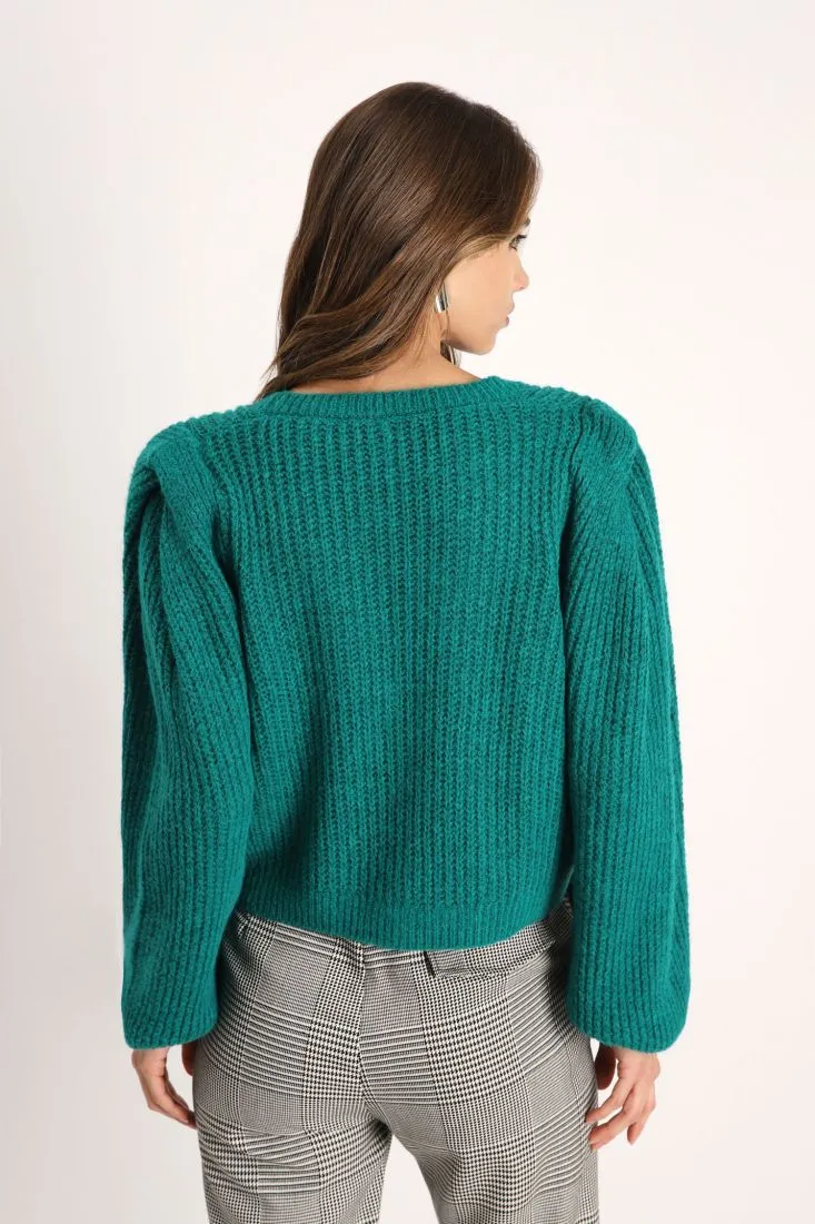 Cardigan a costine con bottoni effetto resina