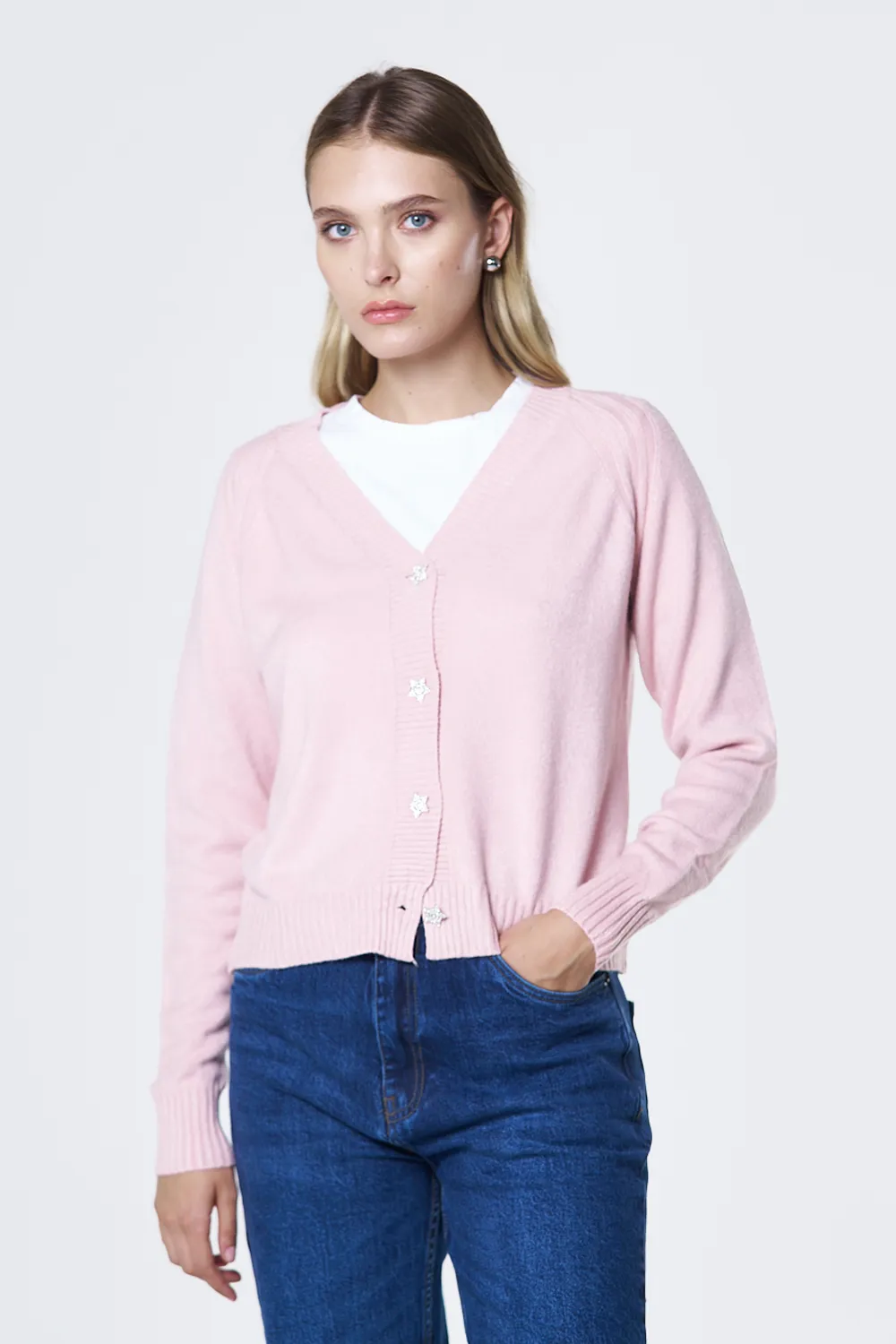 Cardigan con bottoni stella
