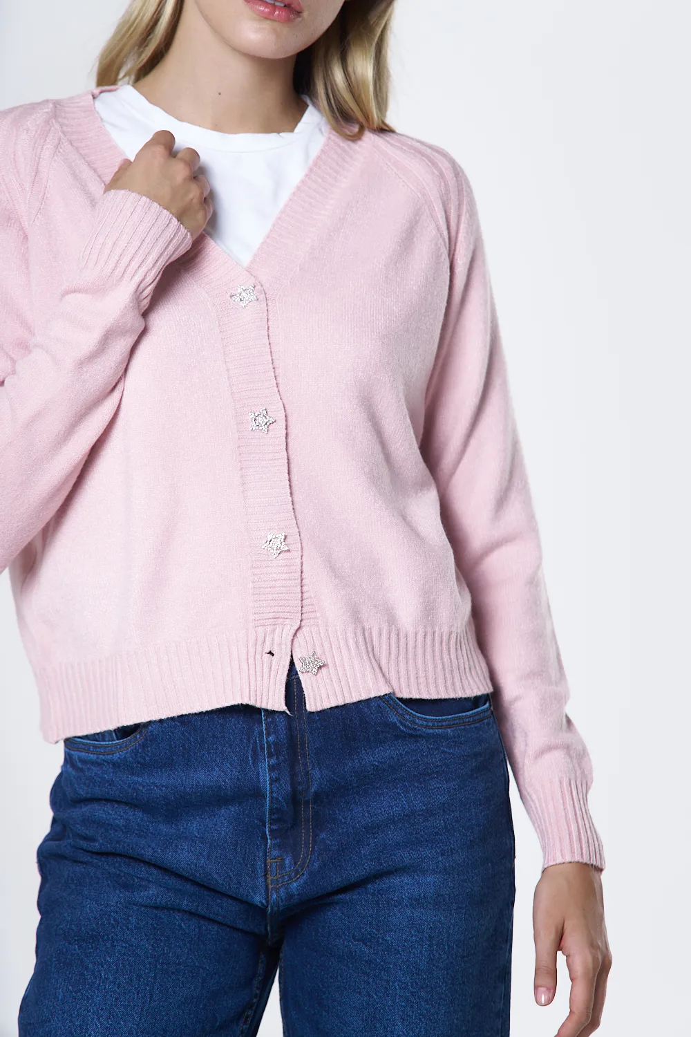 Cardigan con bottoni stella