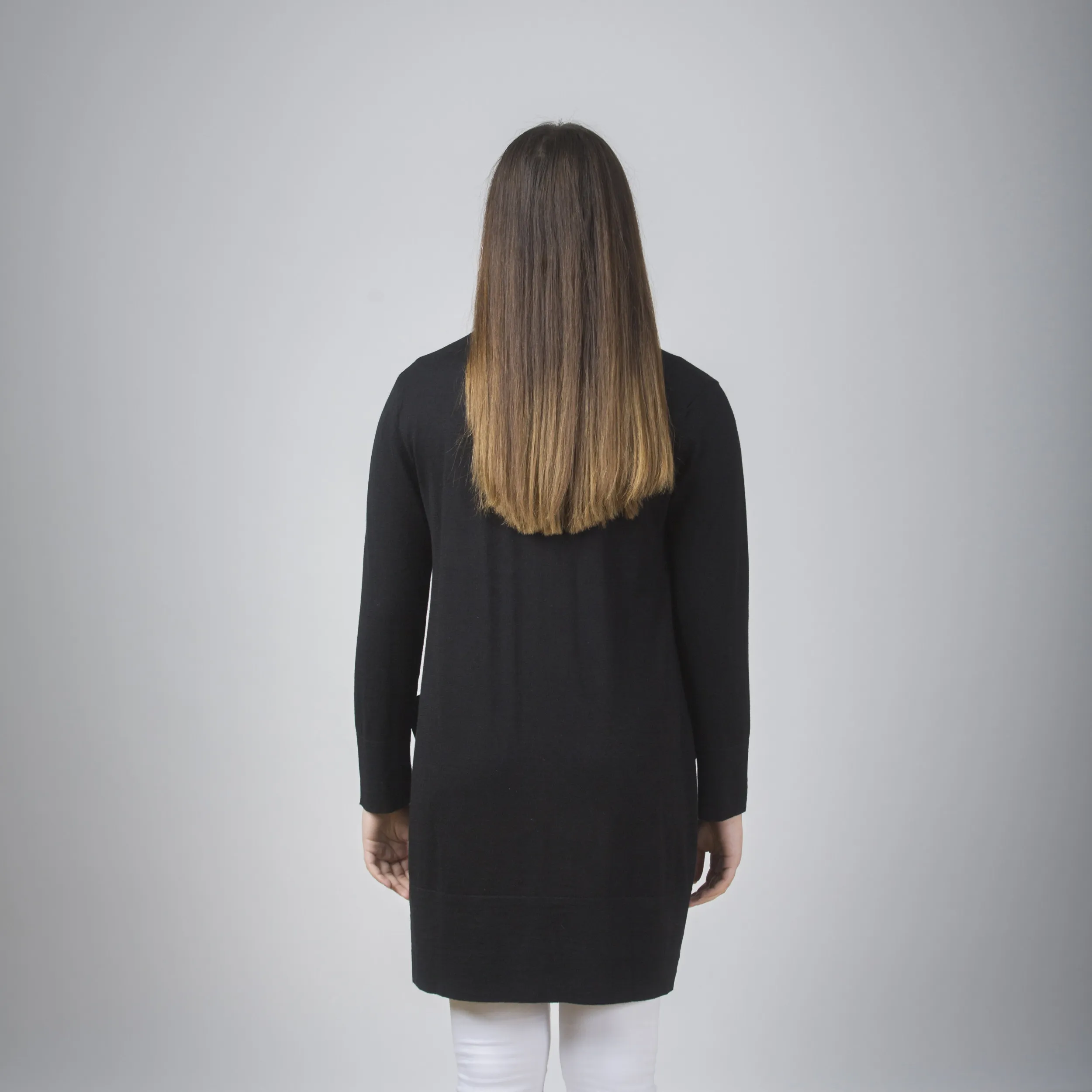 Cardigan con tasca in pelle