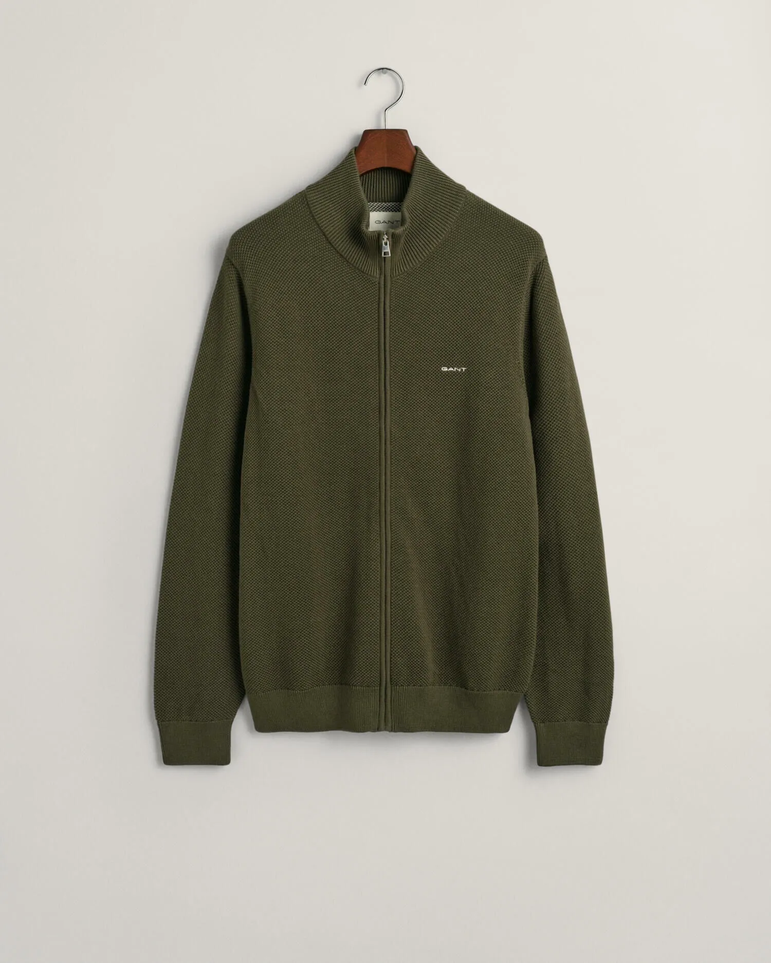 Cardigan con zip in piqué di cotone    