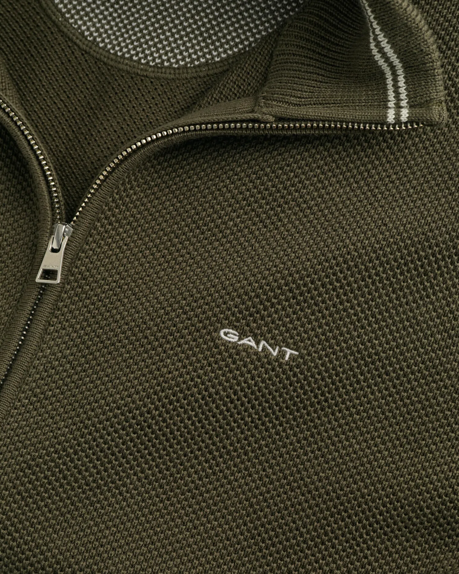 Cardigan con zip in piqué di cotone    