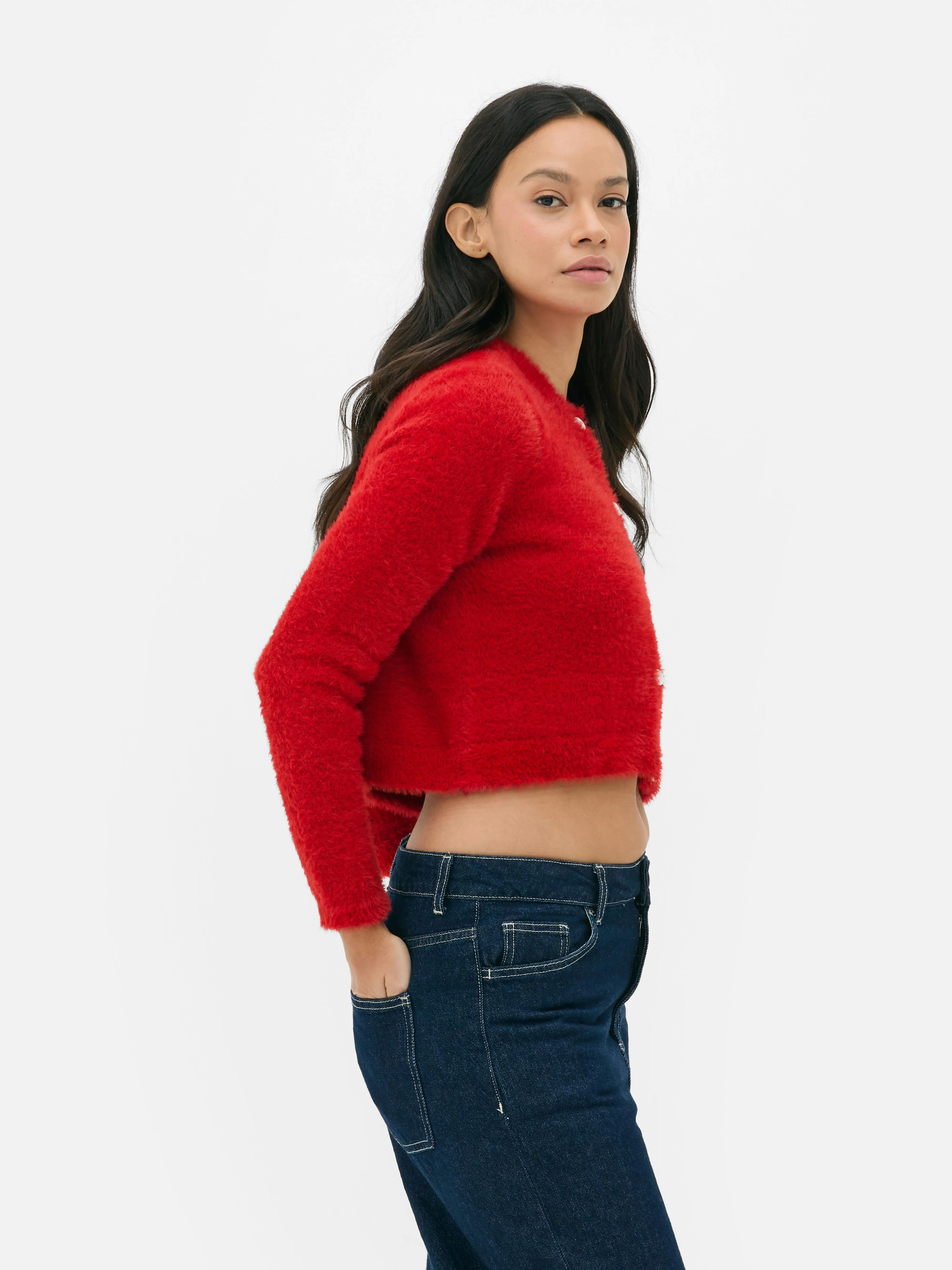 Cardigan girocollo soffice