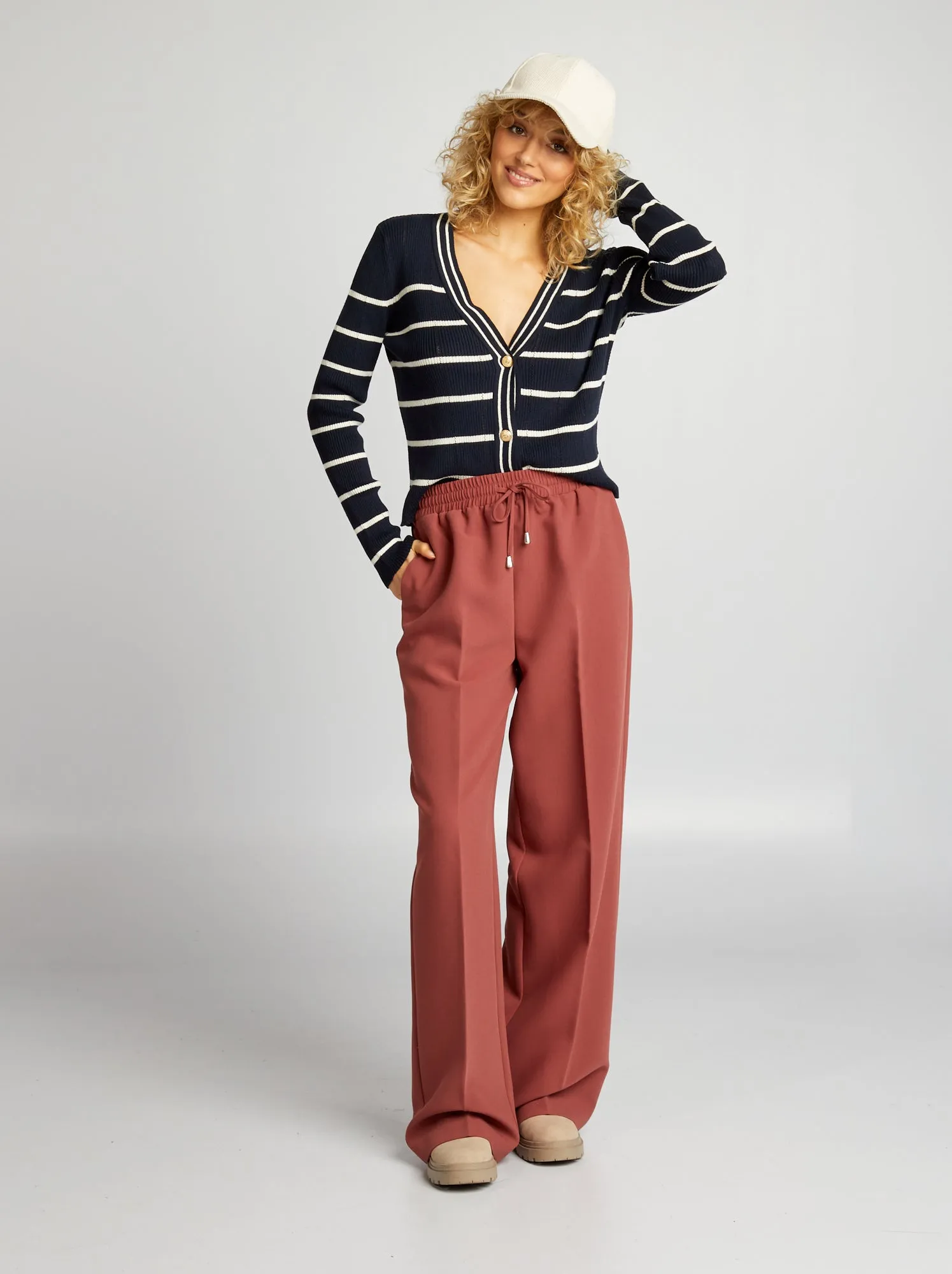 Cardigan in maglia a coste - BLU