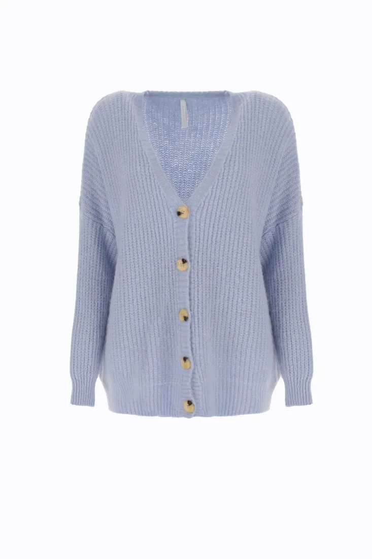 Cardigan intrecciato con spalle scese e abbottonatura