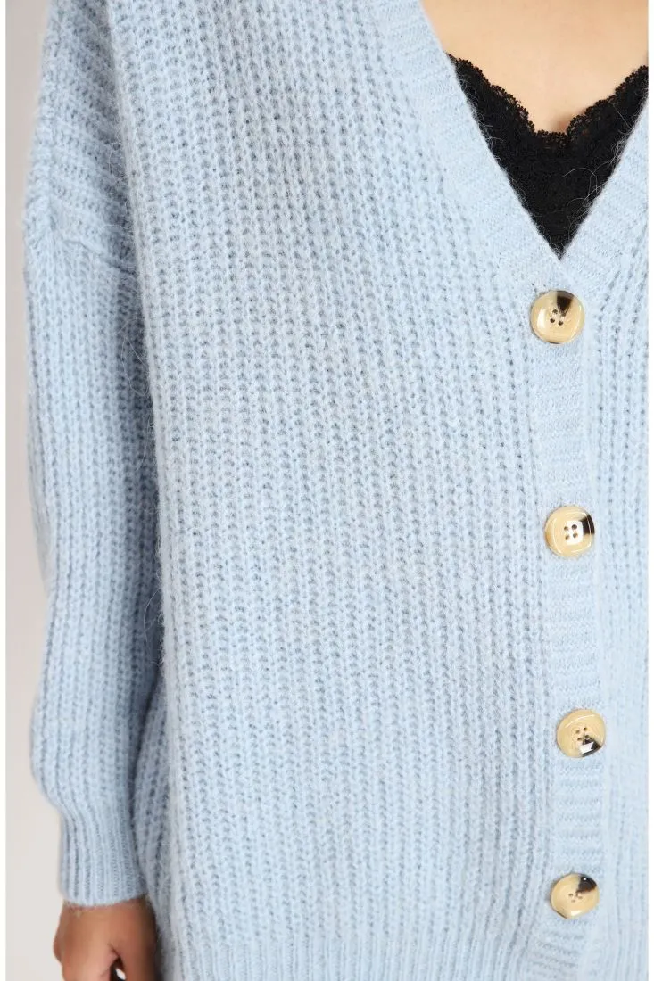 Cardigan intrecciato con spalle scese e abbottonatura