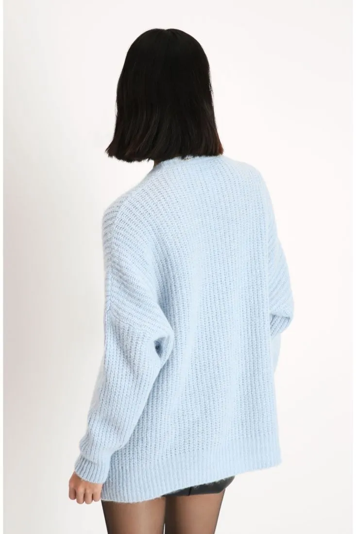 Cardigan intrecciato con spalle scese e abbottonatura